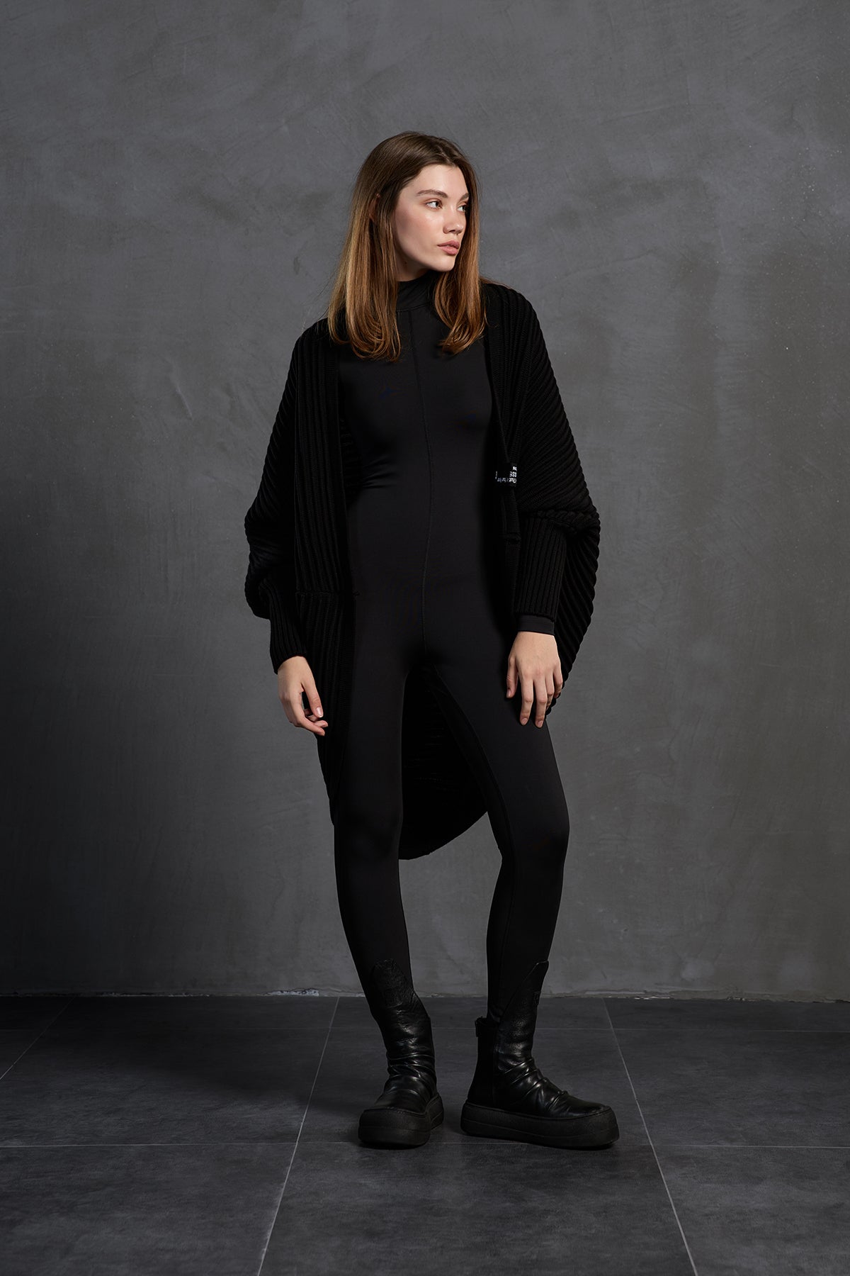 Black Oversize Knit Cardigan 18072