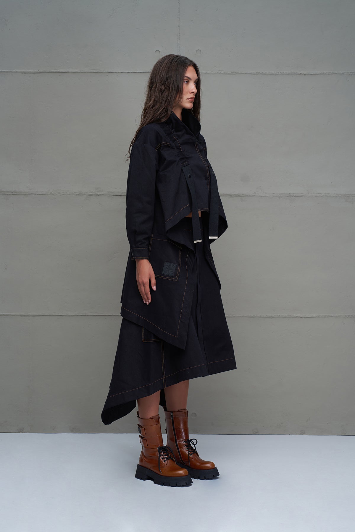 Black Strap Detail Denim Jacket 18080