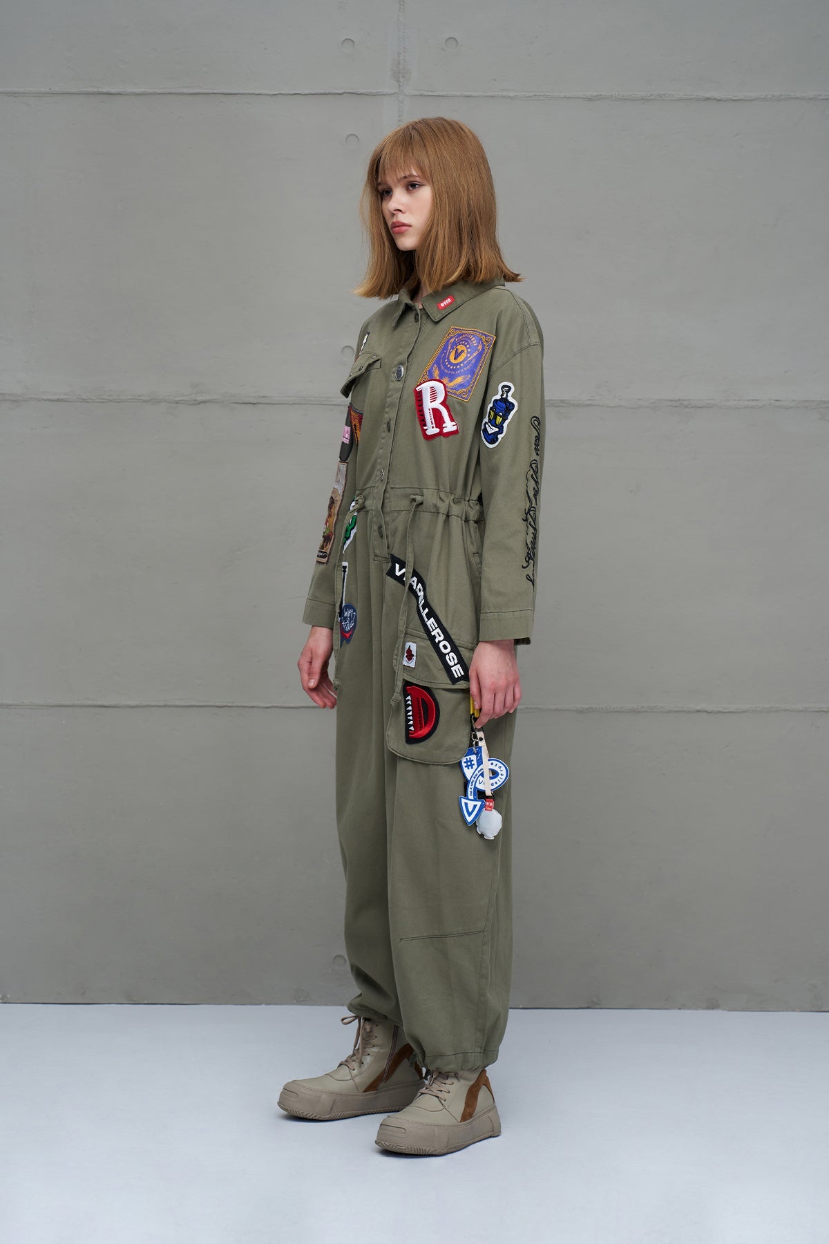 Khaki Patch Detail Jumpsuit 18100