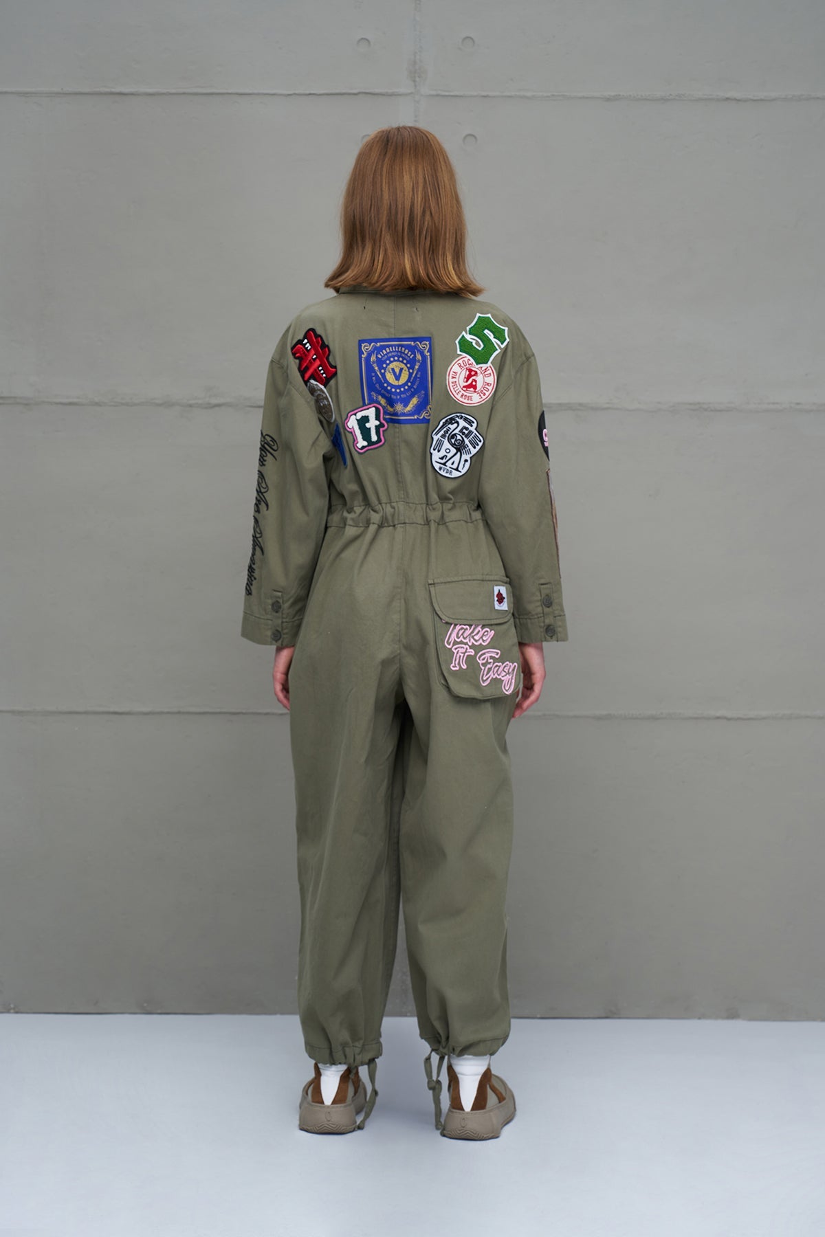 Khaki Patch Detail Jumpsuit 18100