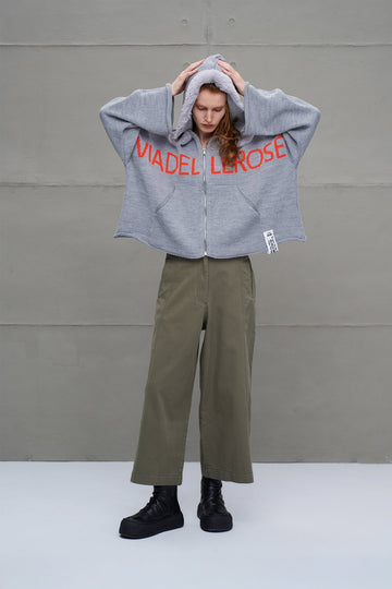 Khaki Wide-leg Trousers 18106