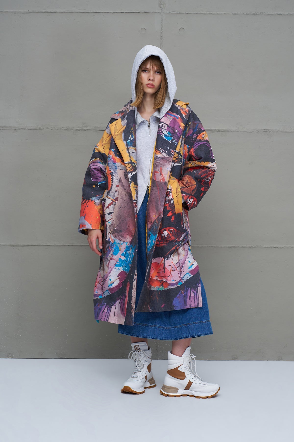 Multicolor Oversized Coat 18107
