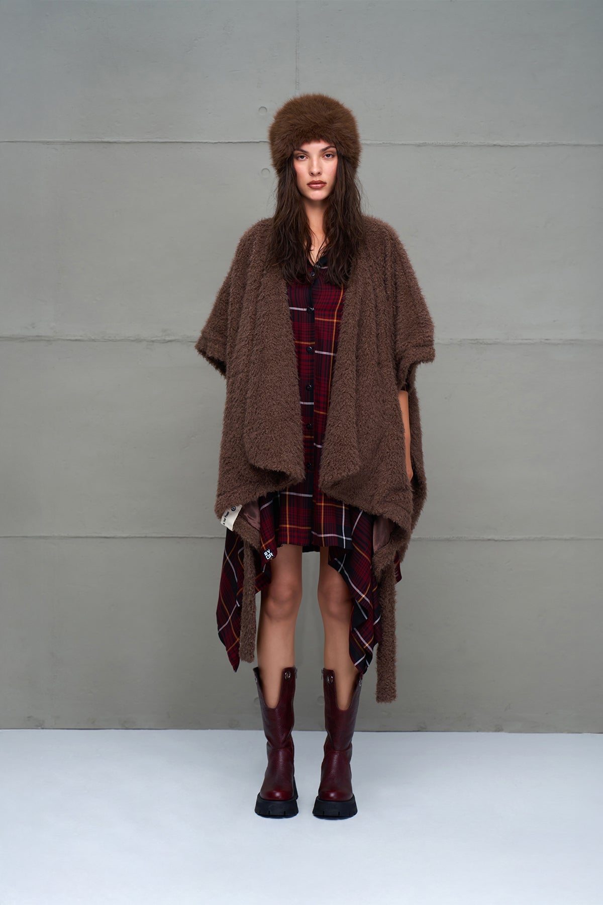 Brown Faux Fur Oversized Cardigan 18108