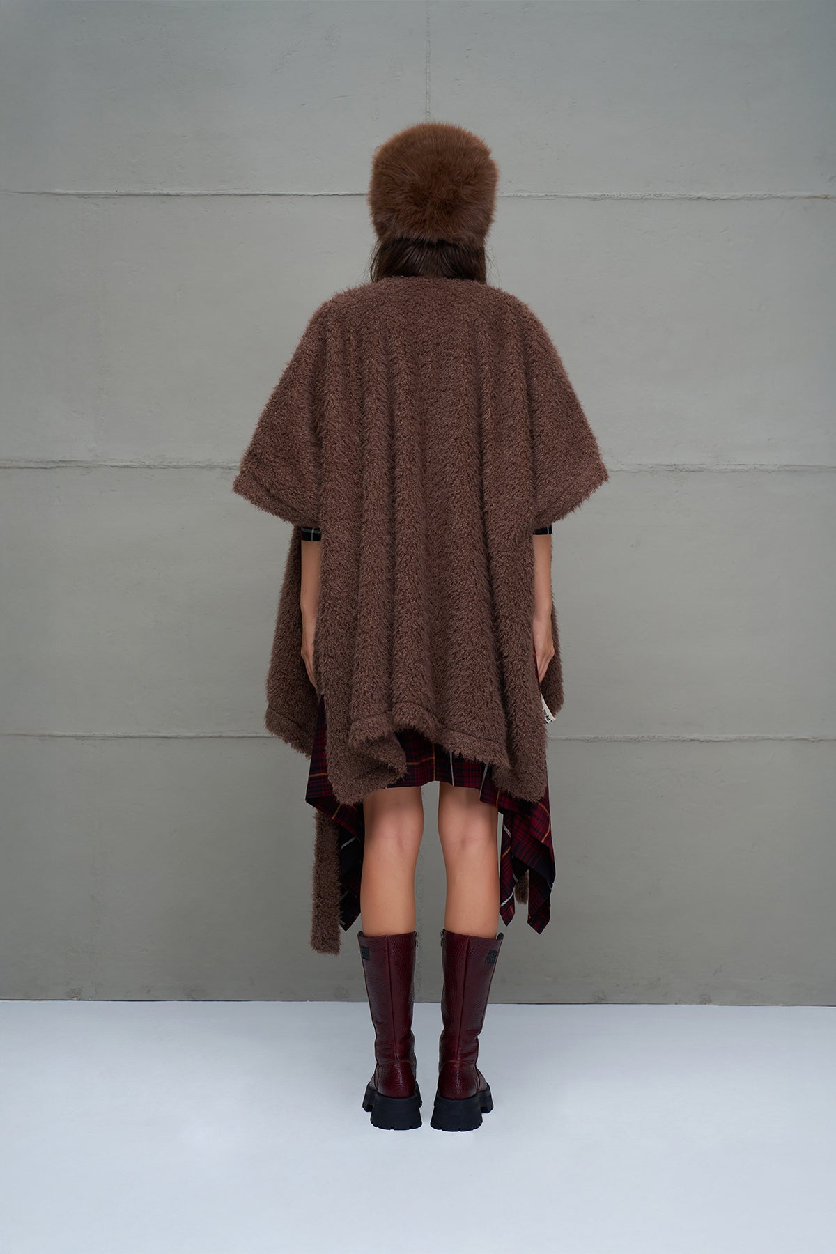 Brown Faux Fur Oversized Cardigan 18108