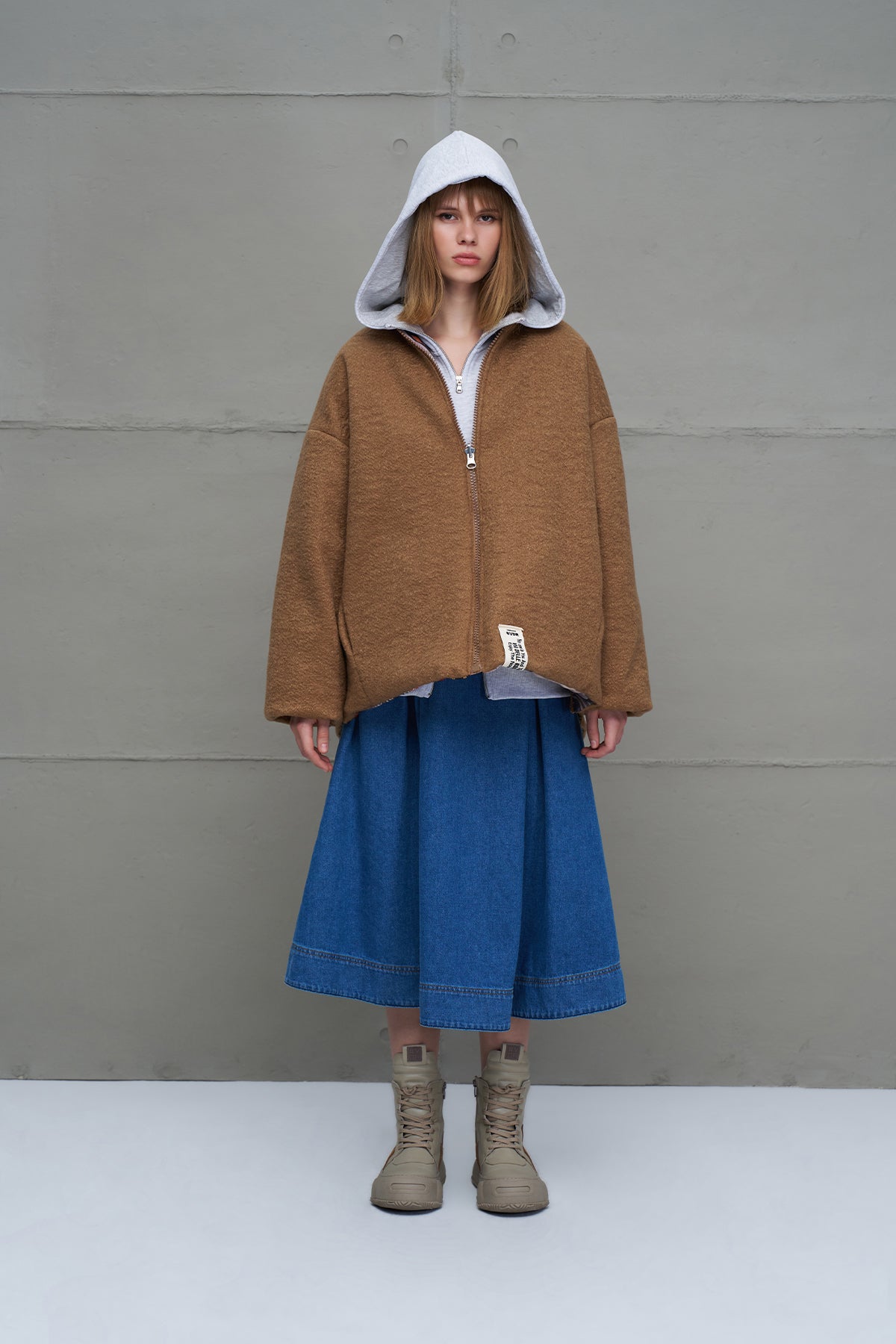 Camel Reversible Drawstring Oversized Coat 18135