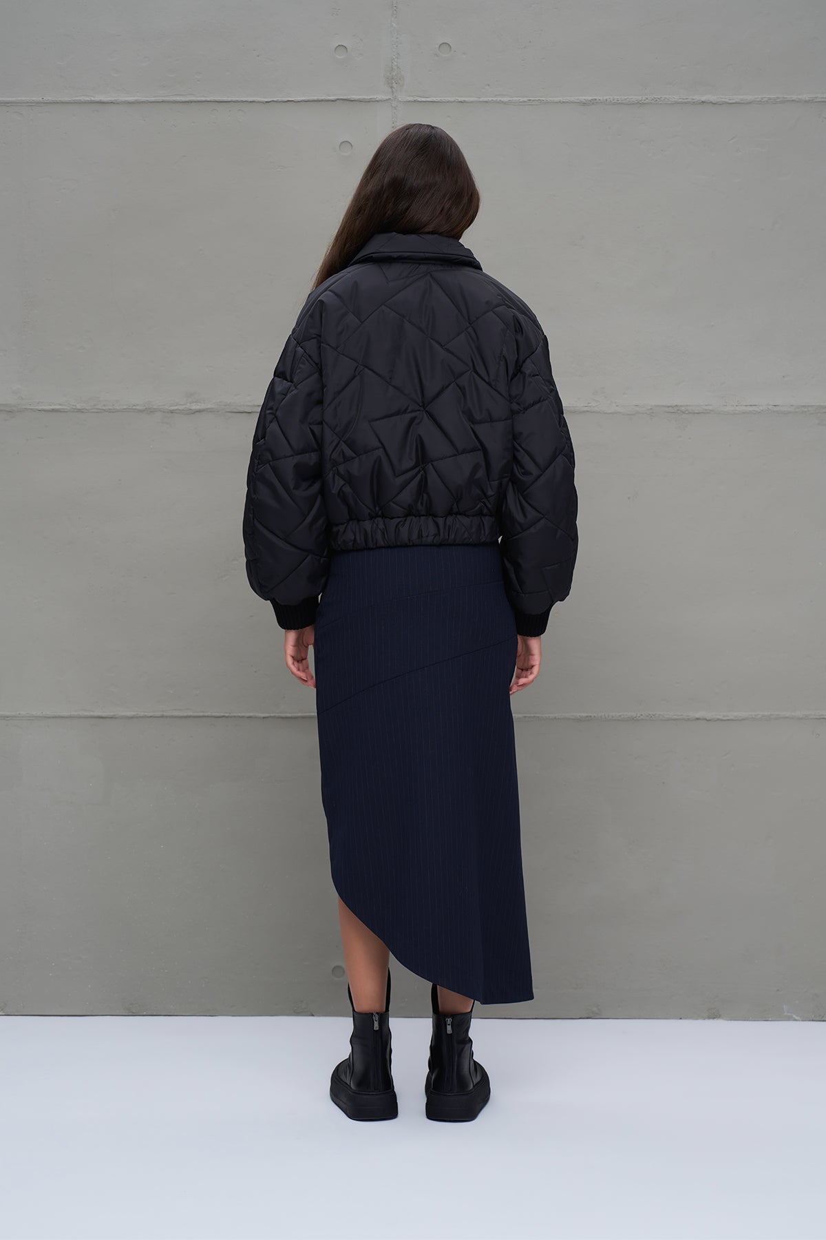 Black Puffer Bomber Jacket 18138