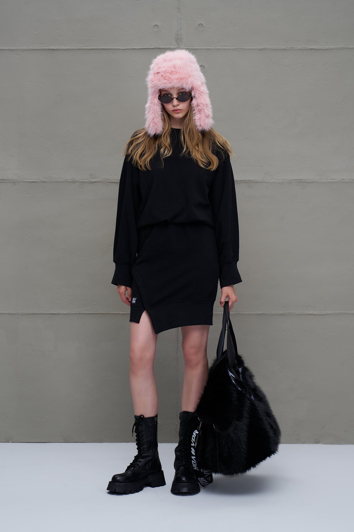 Black Asymmetric Oversized Dress 18161