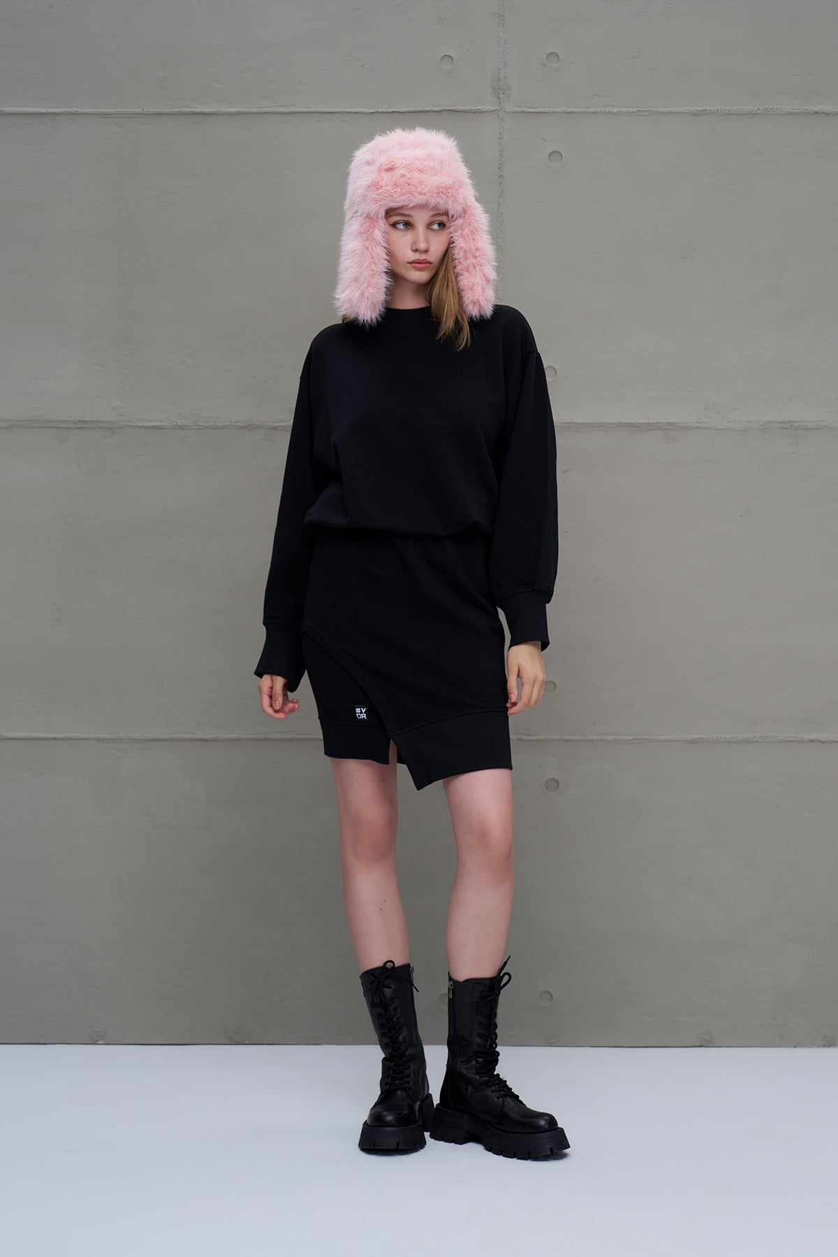Black Asymmetric Oversized Dress 18161