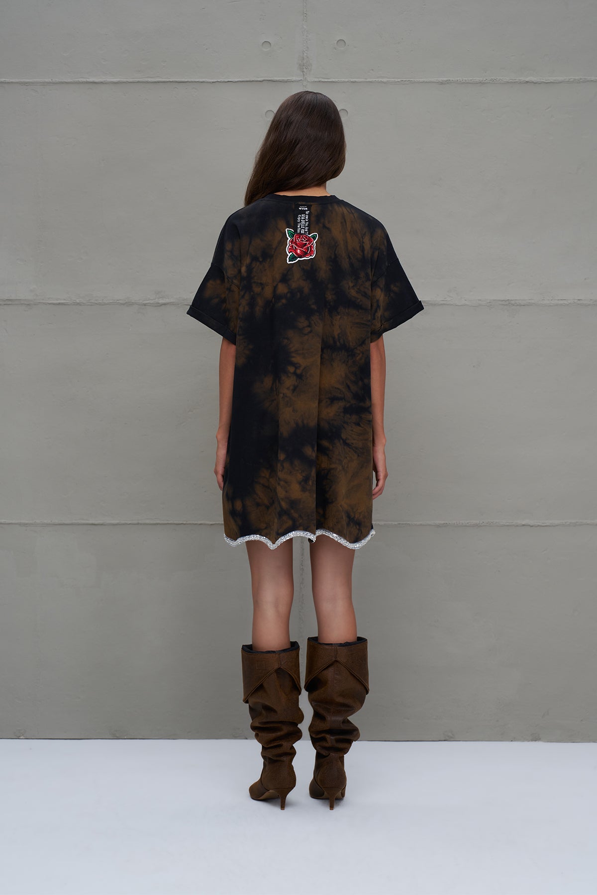 Brown Black Oversized Tie-dye Dress 18168