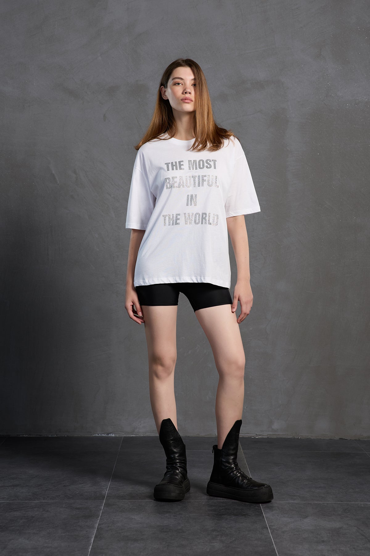 White Slogan-print Oversized T-shirt 18169