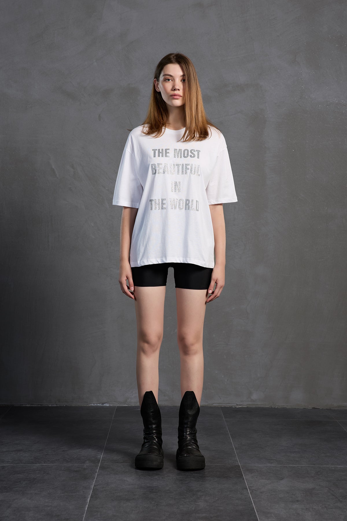 White Slogan-print Oversized T-shirt 18169