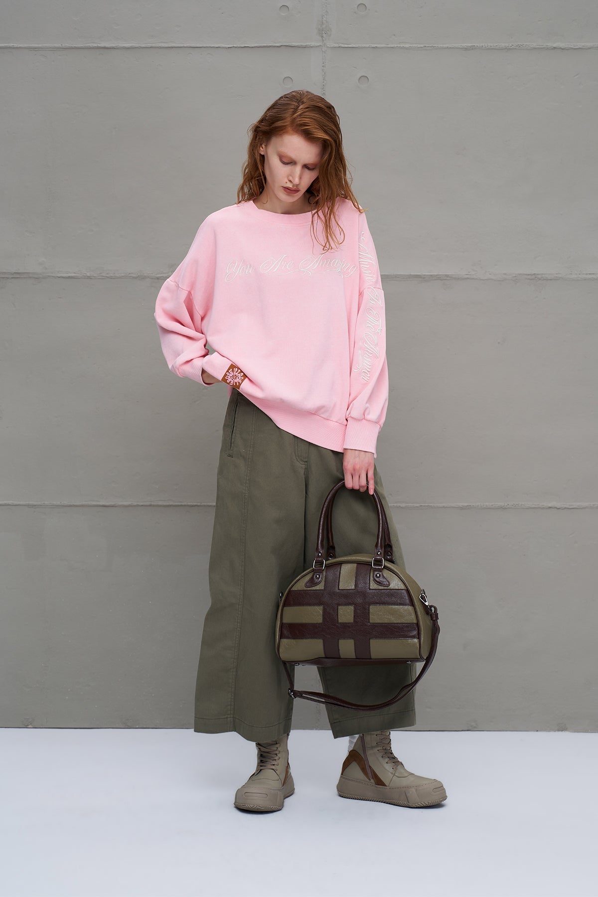 Pink Slogan-print Oversized Sweatshirt 18178