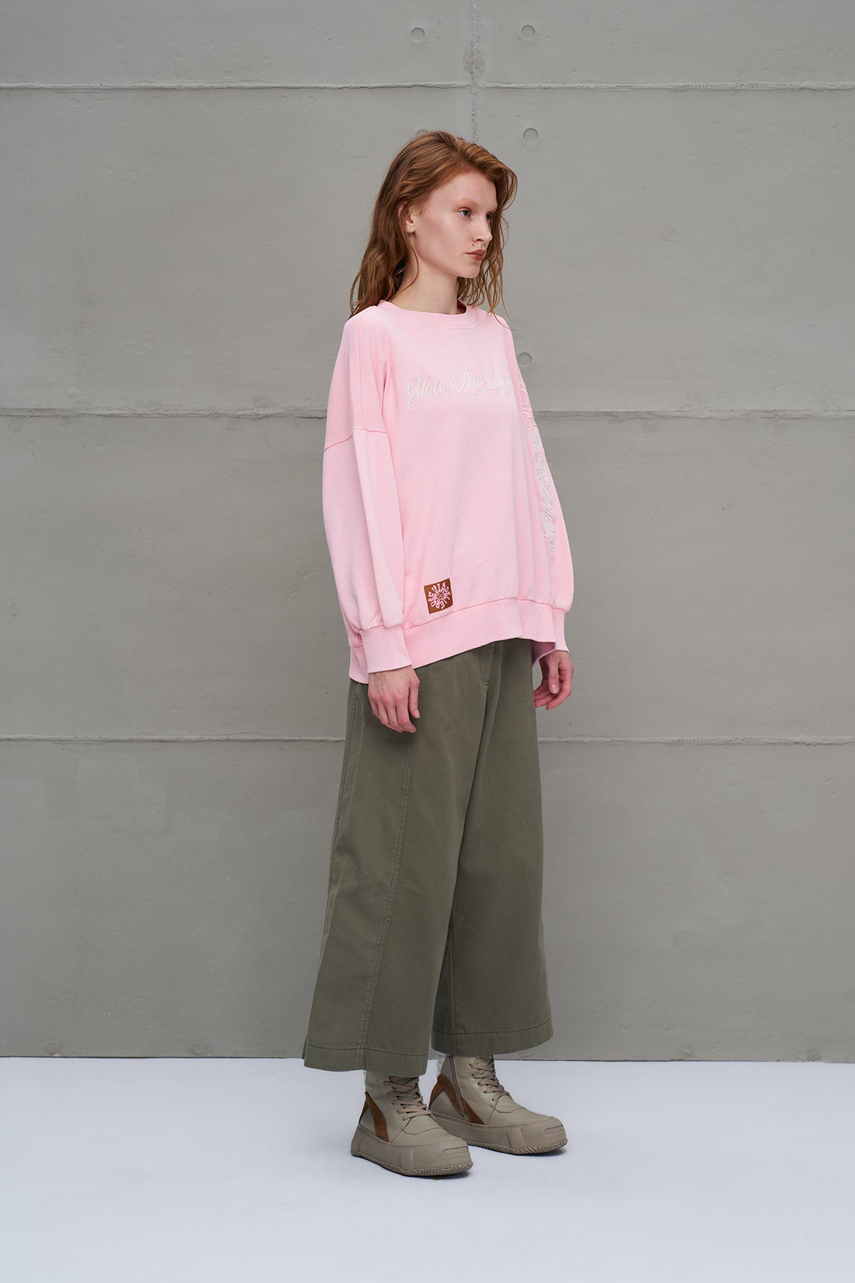 Pink Slogan-print Oversized Sweatshirt 18178