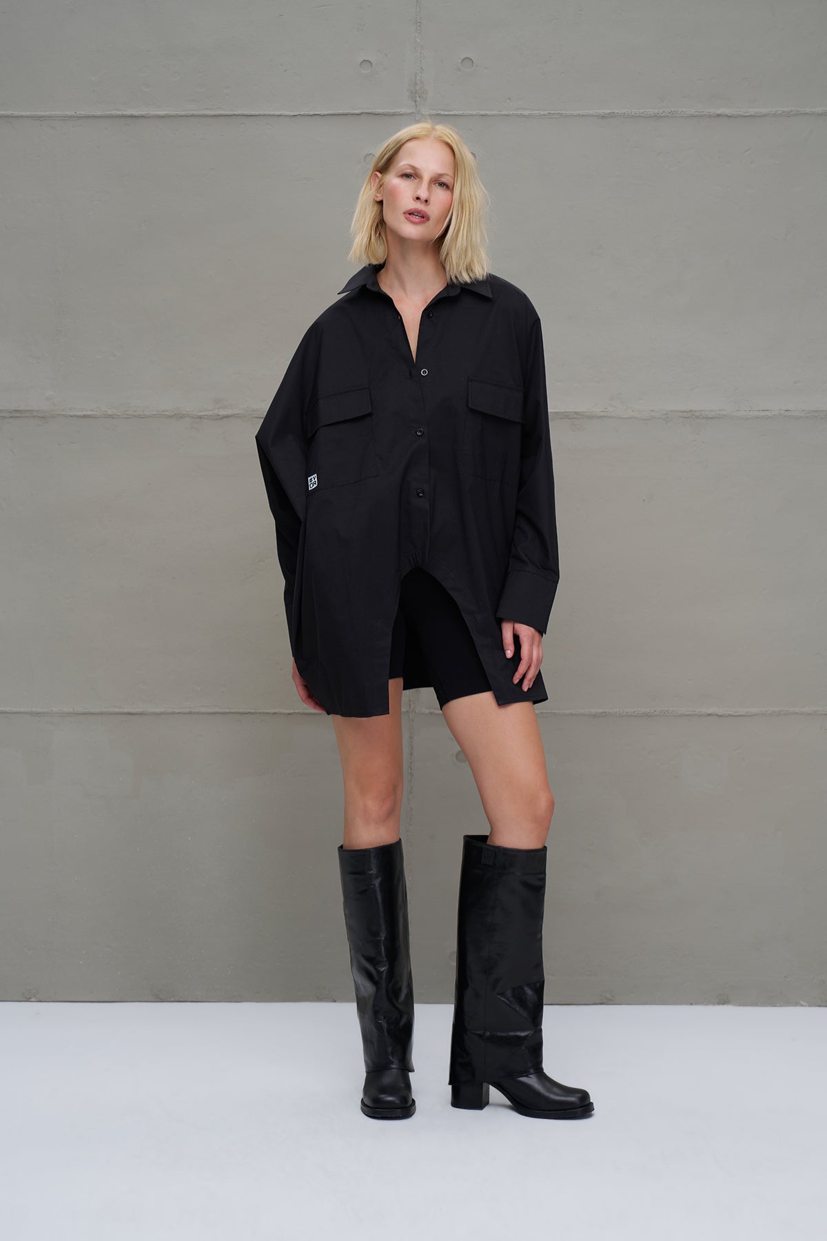 Black Oversized Poplin Shirt 18179