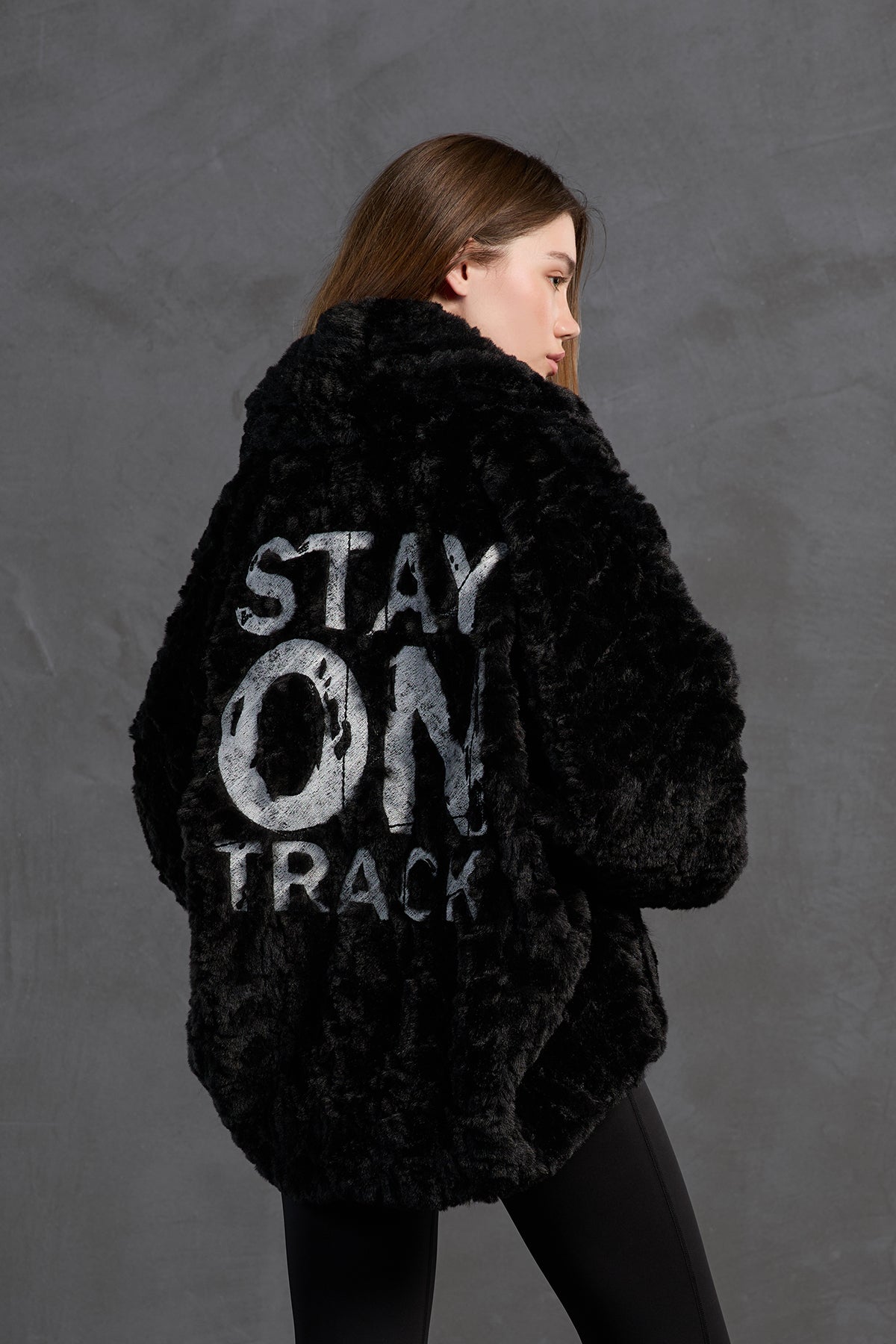 Black Faux Fur Oversize Coat 18185