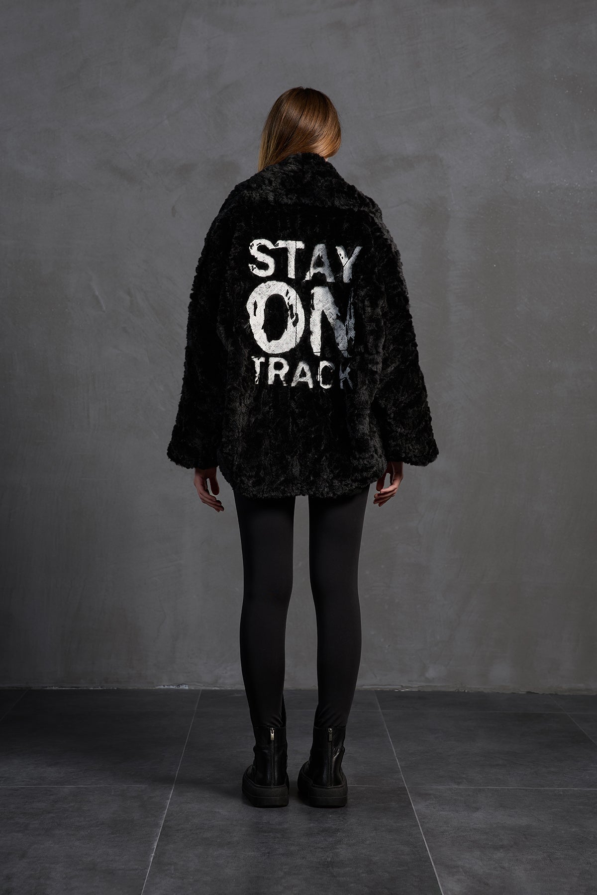 Black Faux Fur Oversize Coat 18185