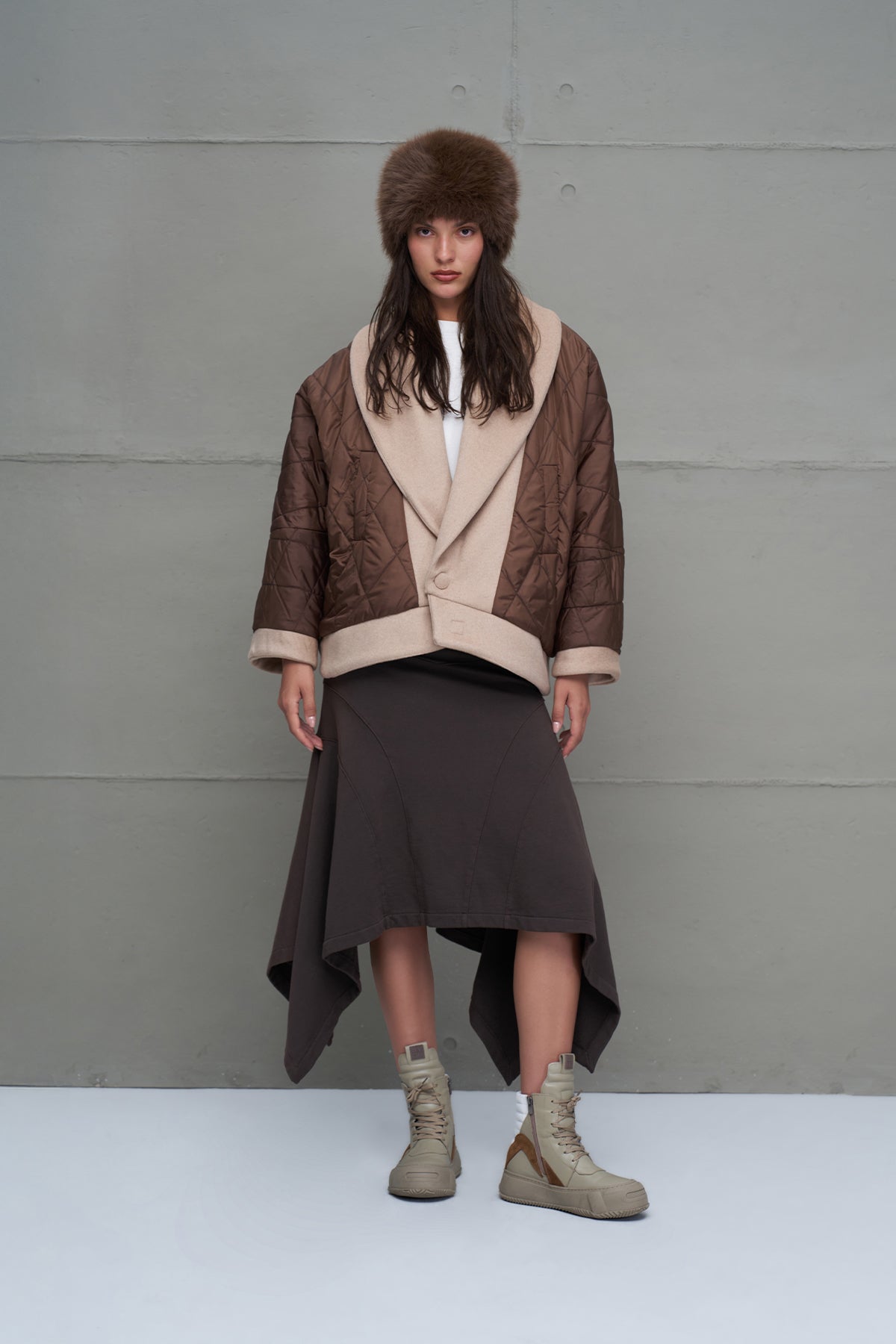 Beige Brown Double-sided Oversized Jacket 18186