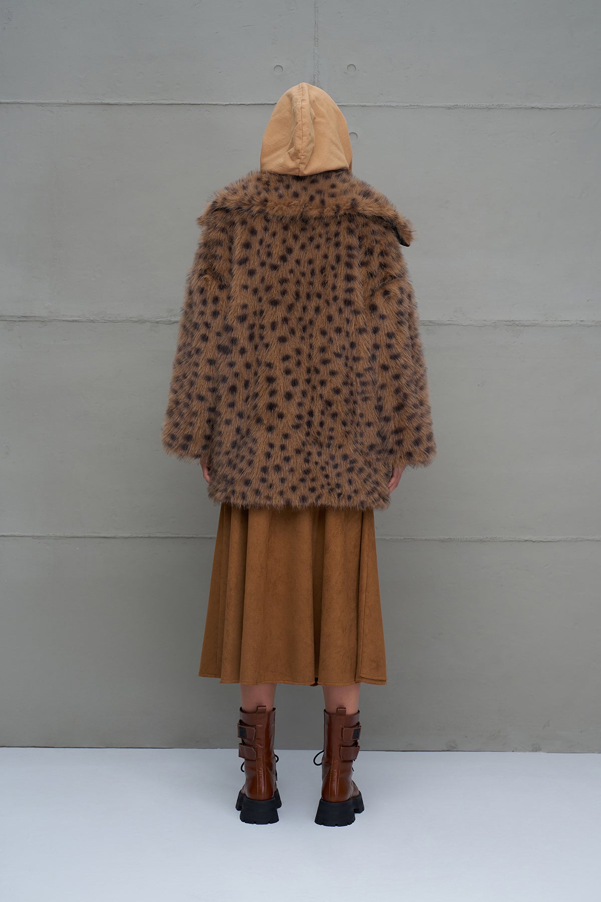 Camel Leopard Print Oversize Coat 18191