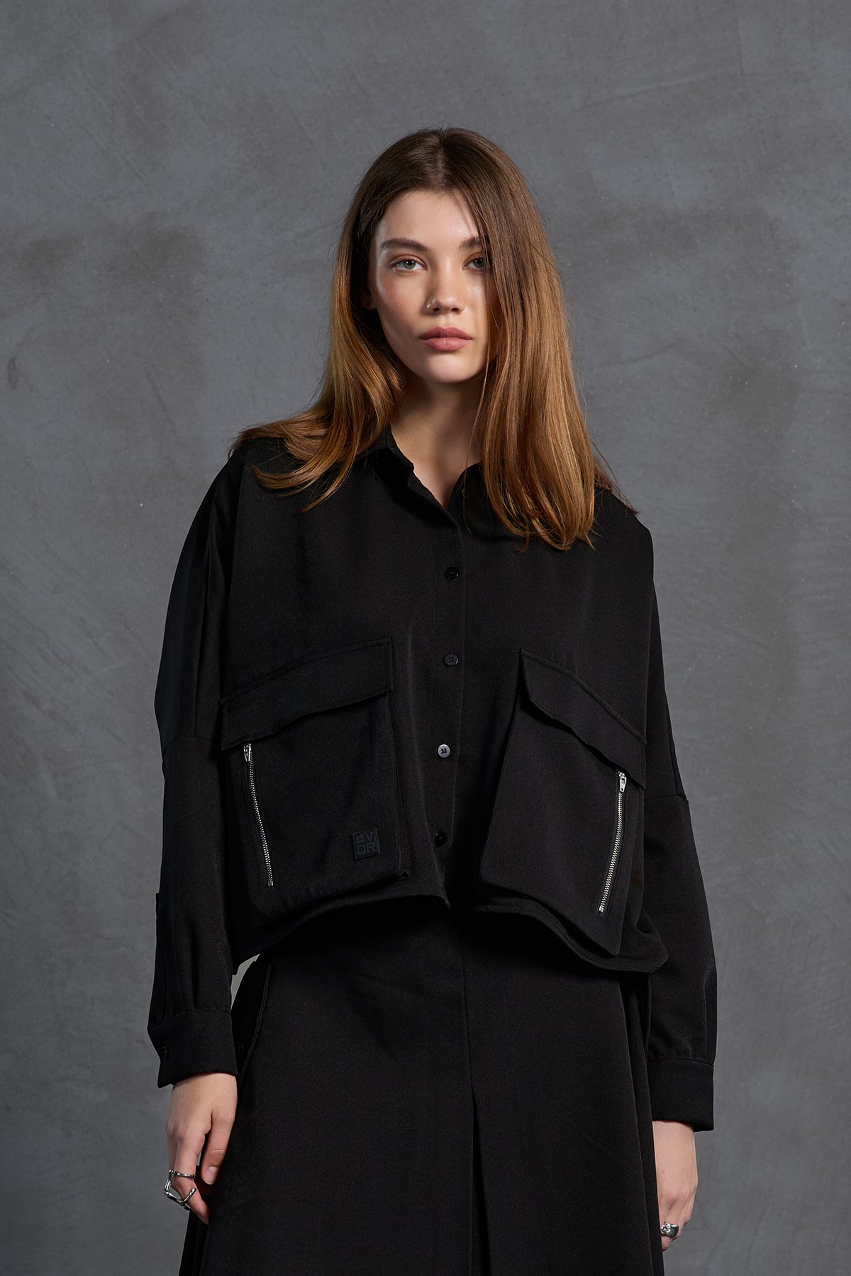 Black Zip-detail Pocket Shirt 18197