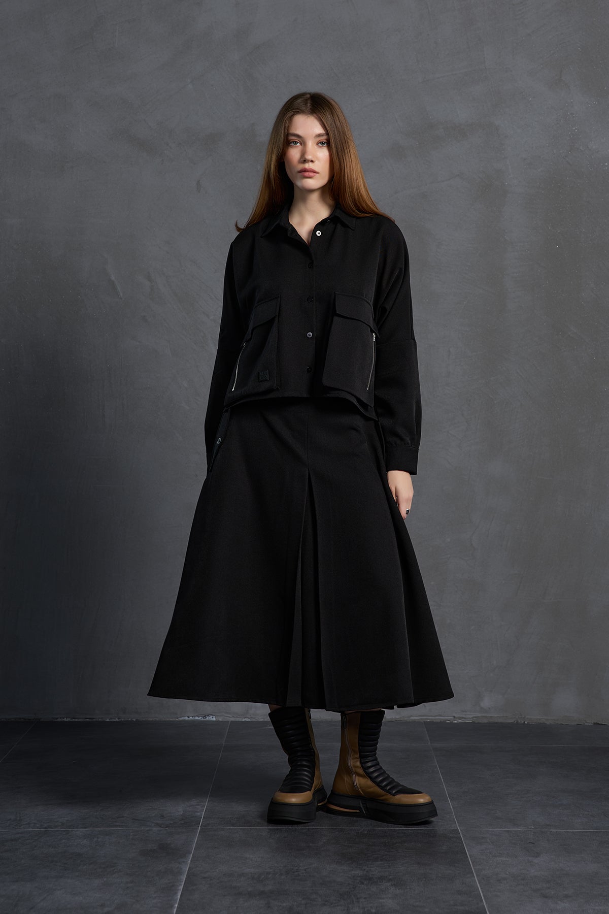 Black Zip-detail Pocket Shirt 18197