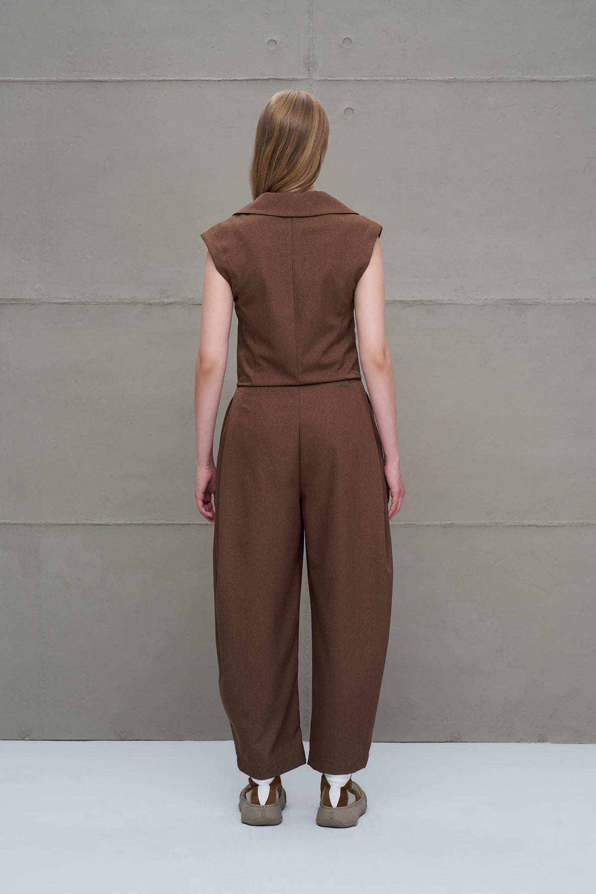 Brown Two-piece Effect Jumpsuit 18202