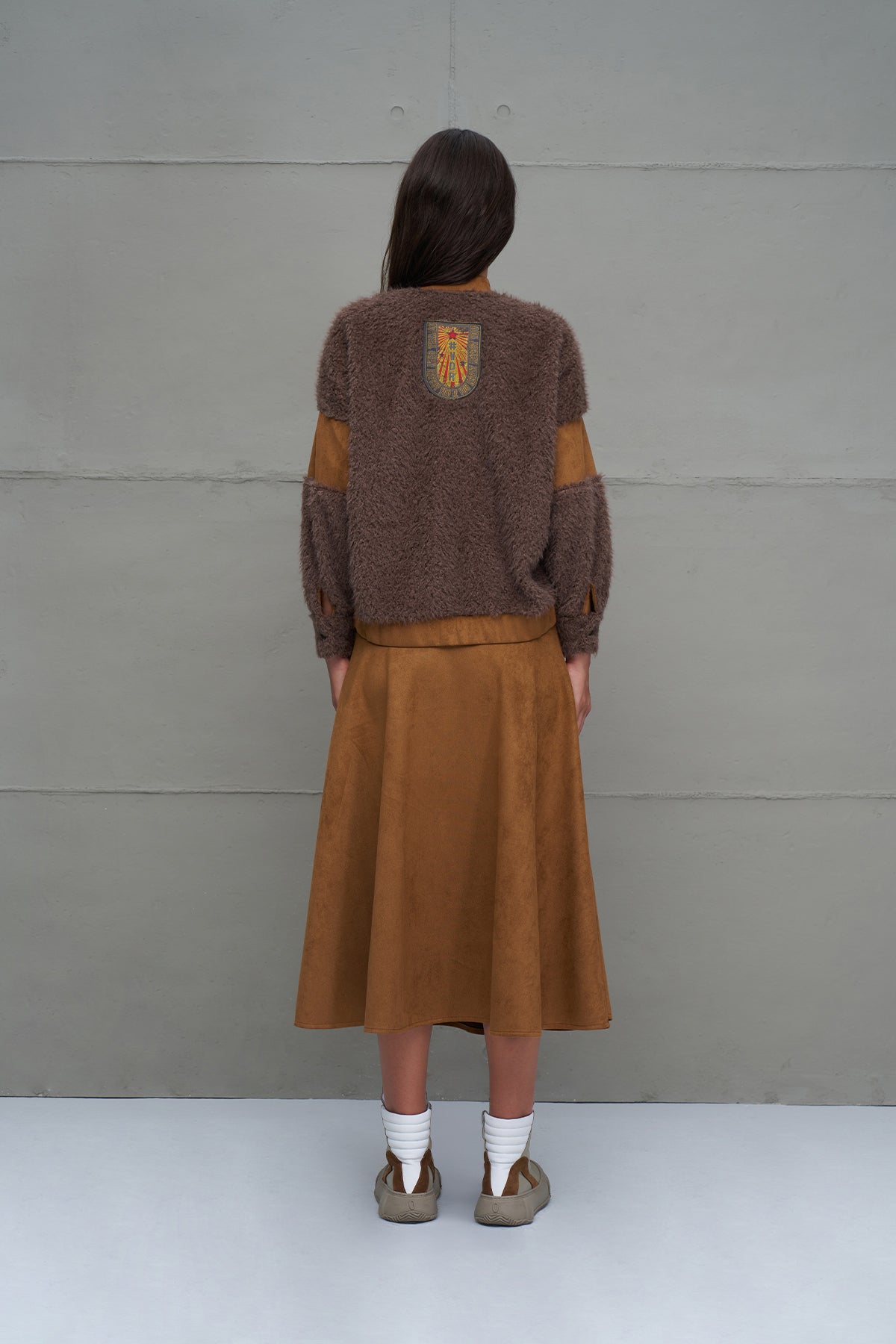 Brown Faux Fur Oversized Cardigan 18206