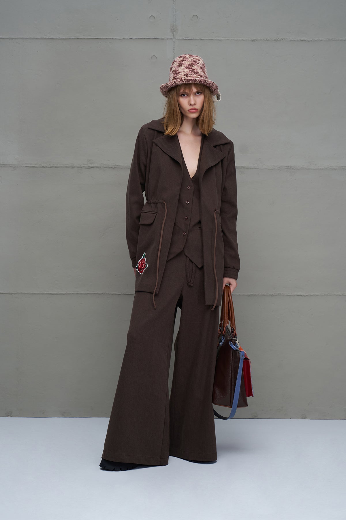 Brown Printed Jacket 18211