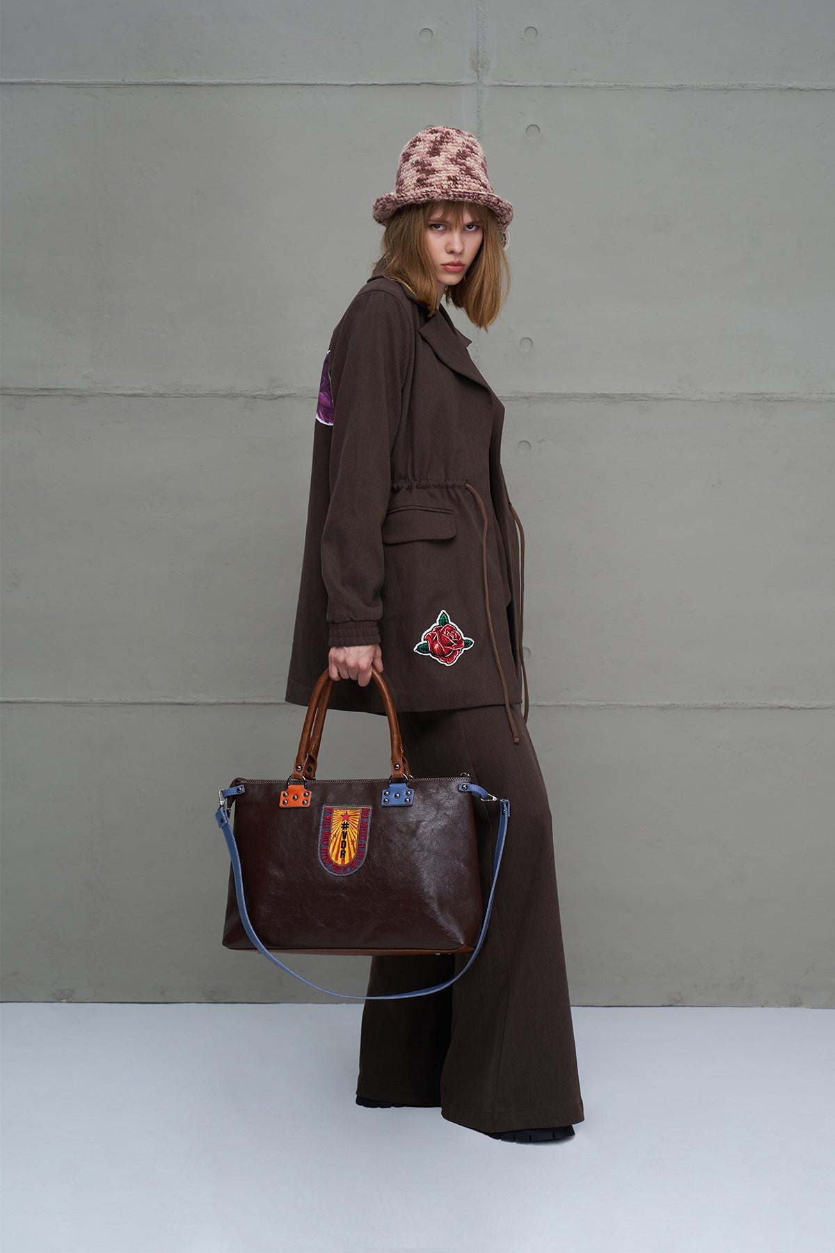 Brown Printed Jacket 18211