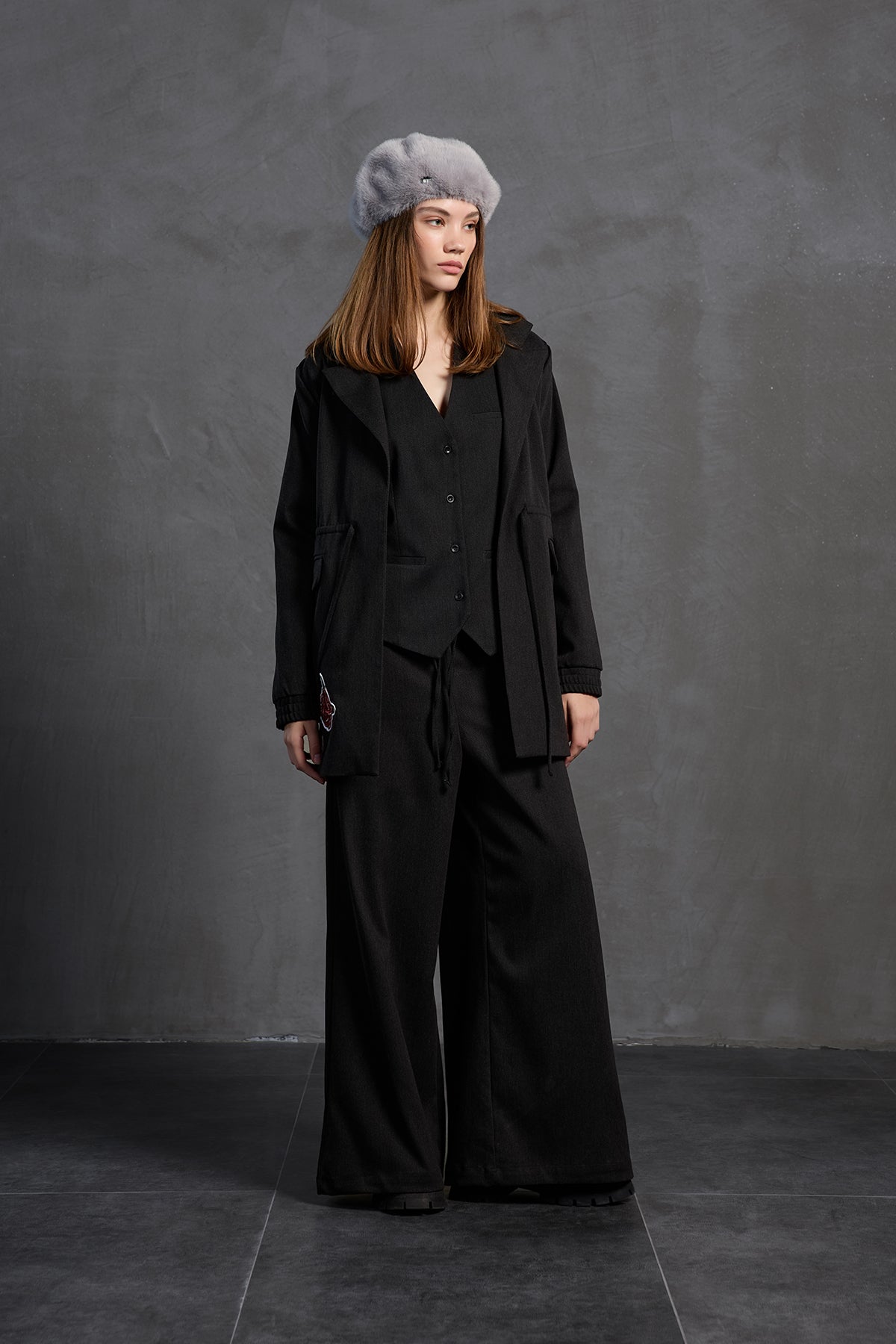 Black Printed Jacket 18211