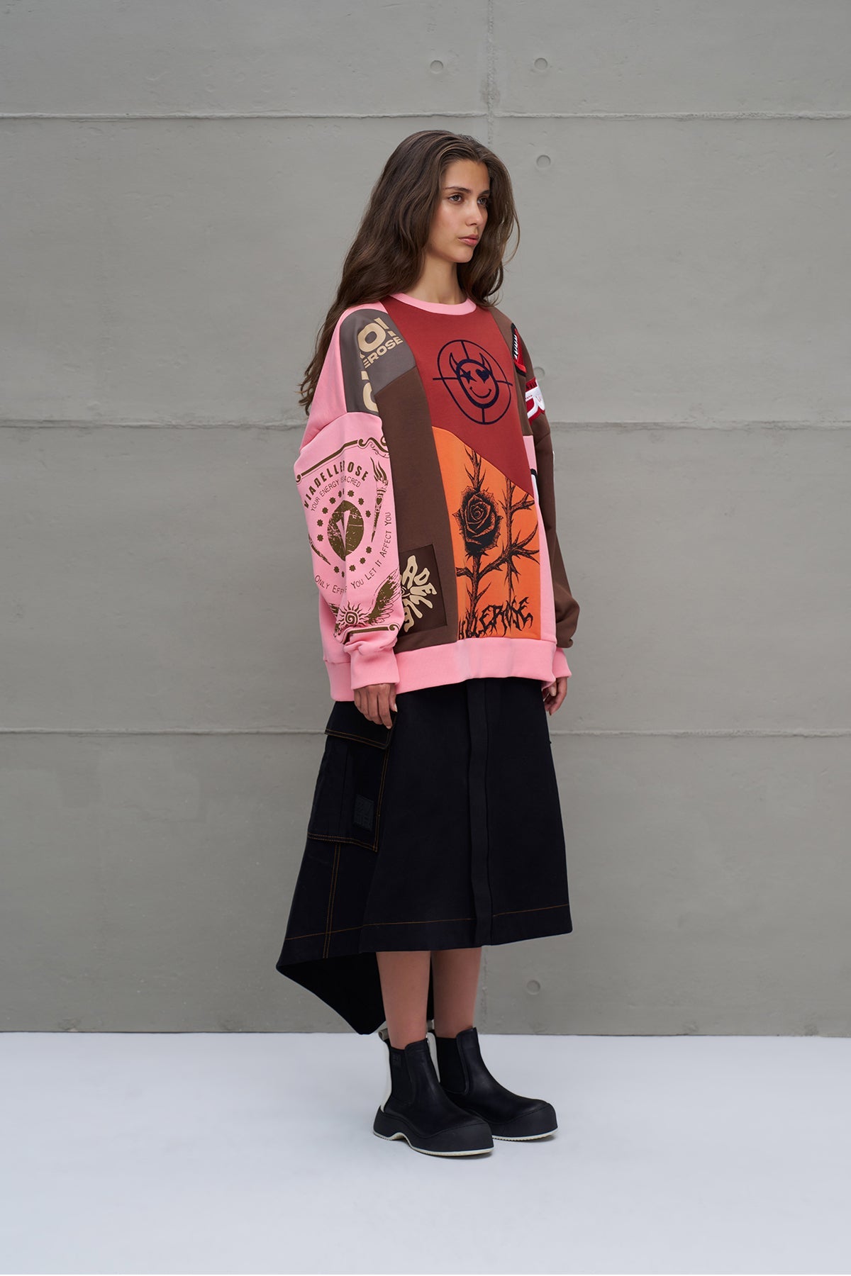 Multicolor Printed Oversized Sweatshirt 18219
