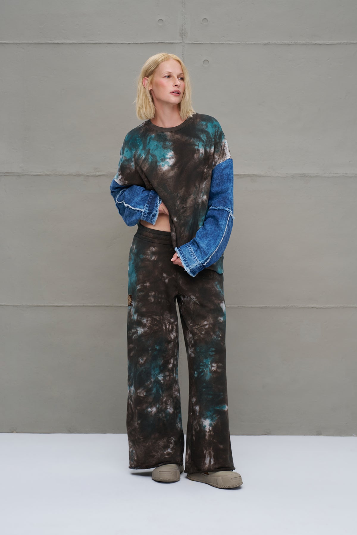 Brown Green Tie-dye Oversized Trousers 18222