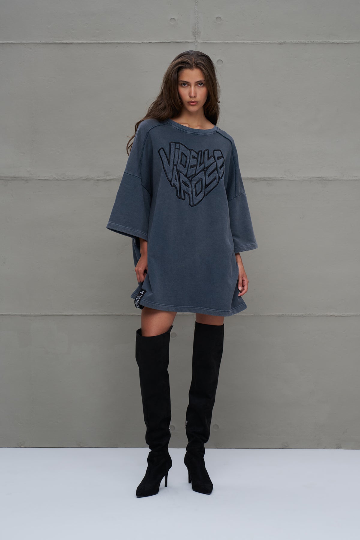 Anthracite Half-sleeve Oversize Sweatshirt 18232