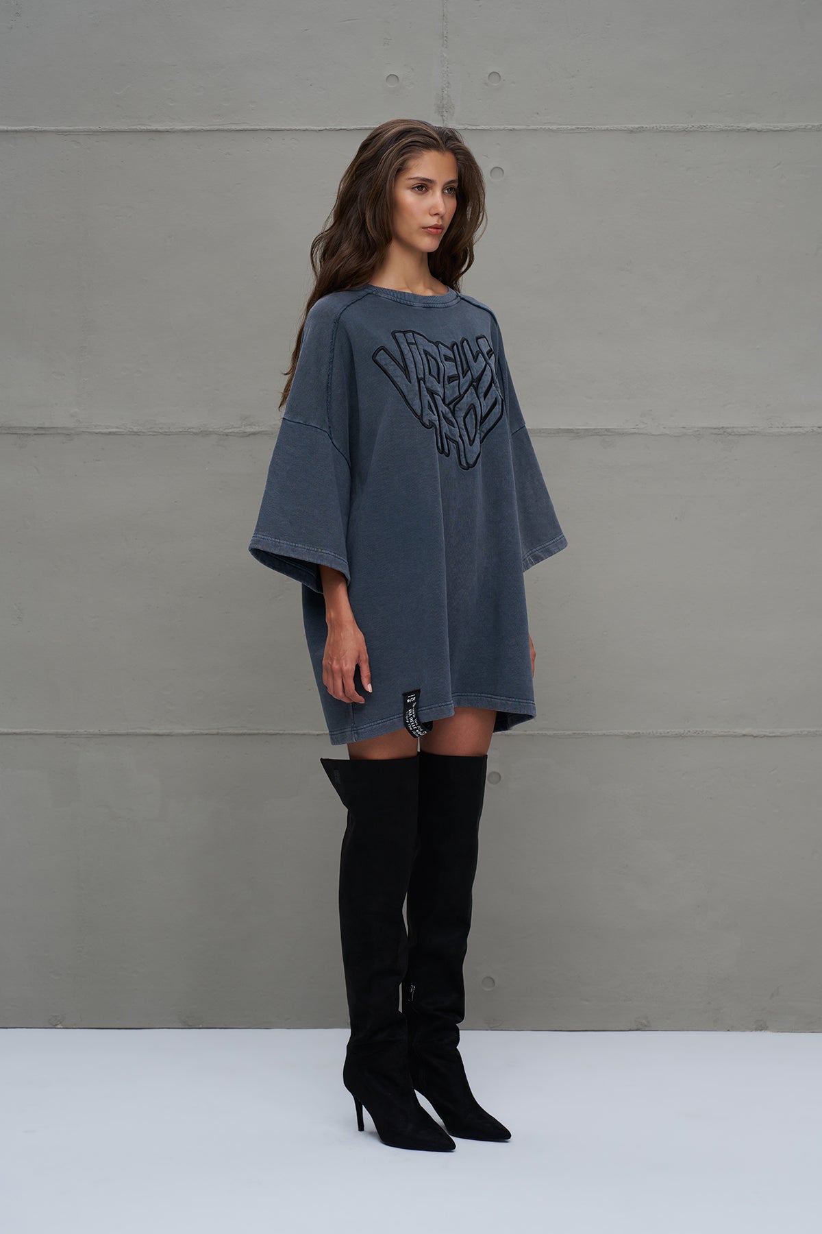 Anthracite Half-sleeve Oversize Sweatshirt 18232