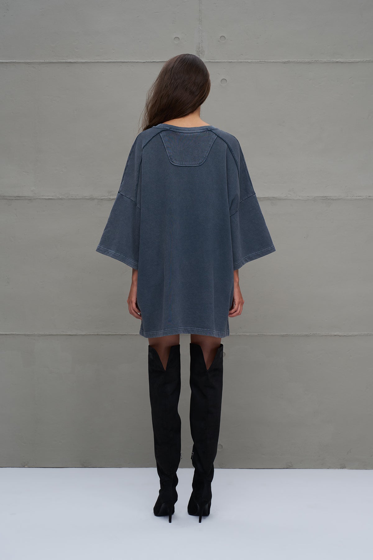 Anthracite Half-sleeve Oversize Sweatshirt 18232