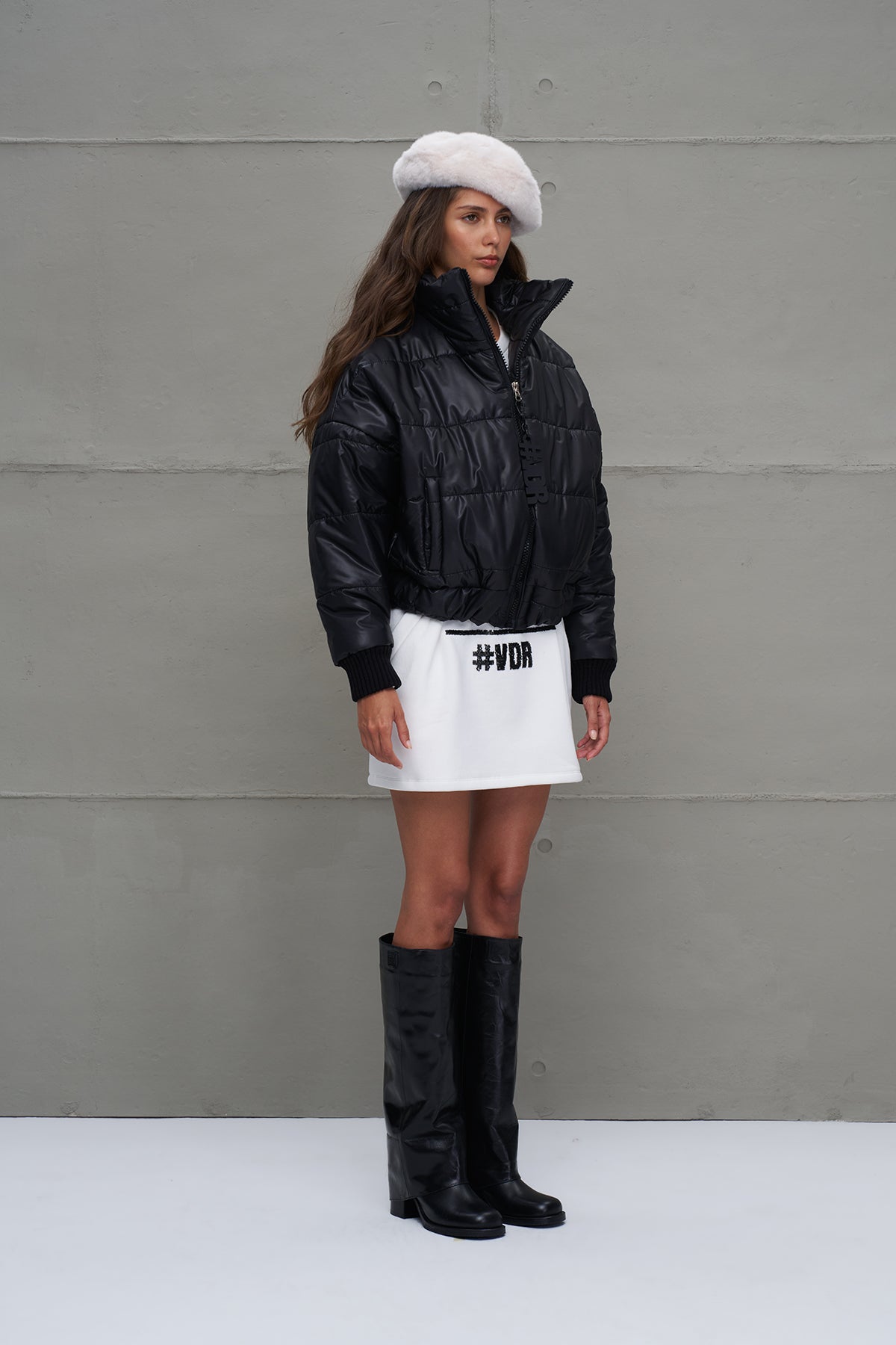 Black Quilted Bomber Jacket 18246