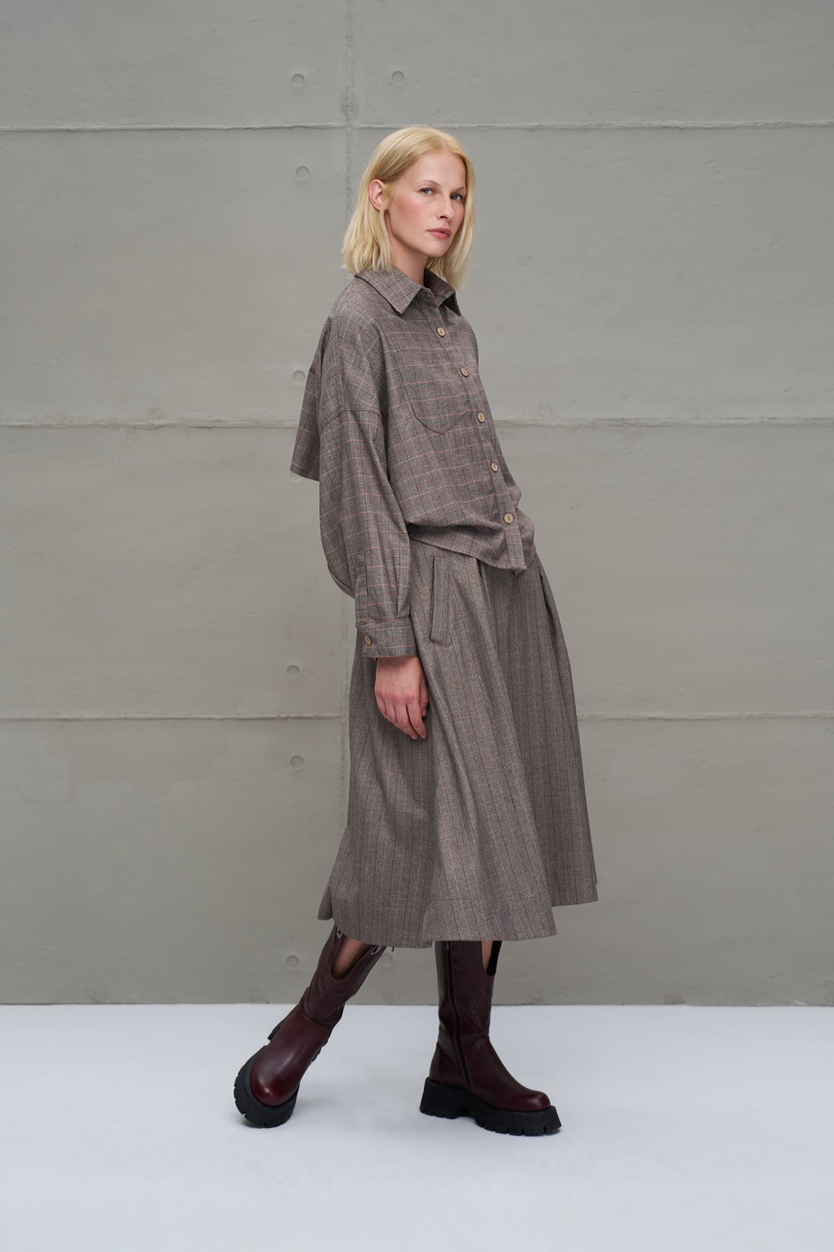 Mink Pleated Midi A-line Skirt 18254