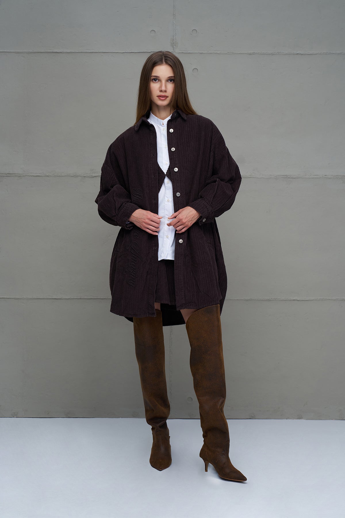 Brown Corduroy Oversize Shirt 18267