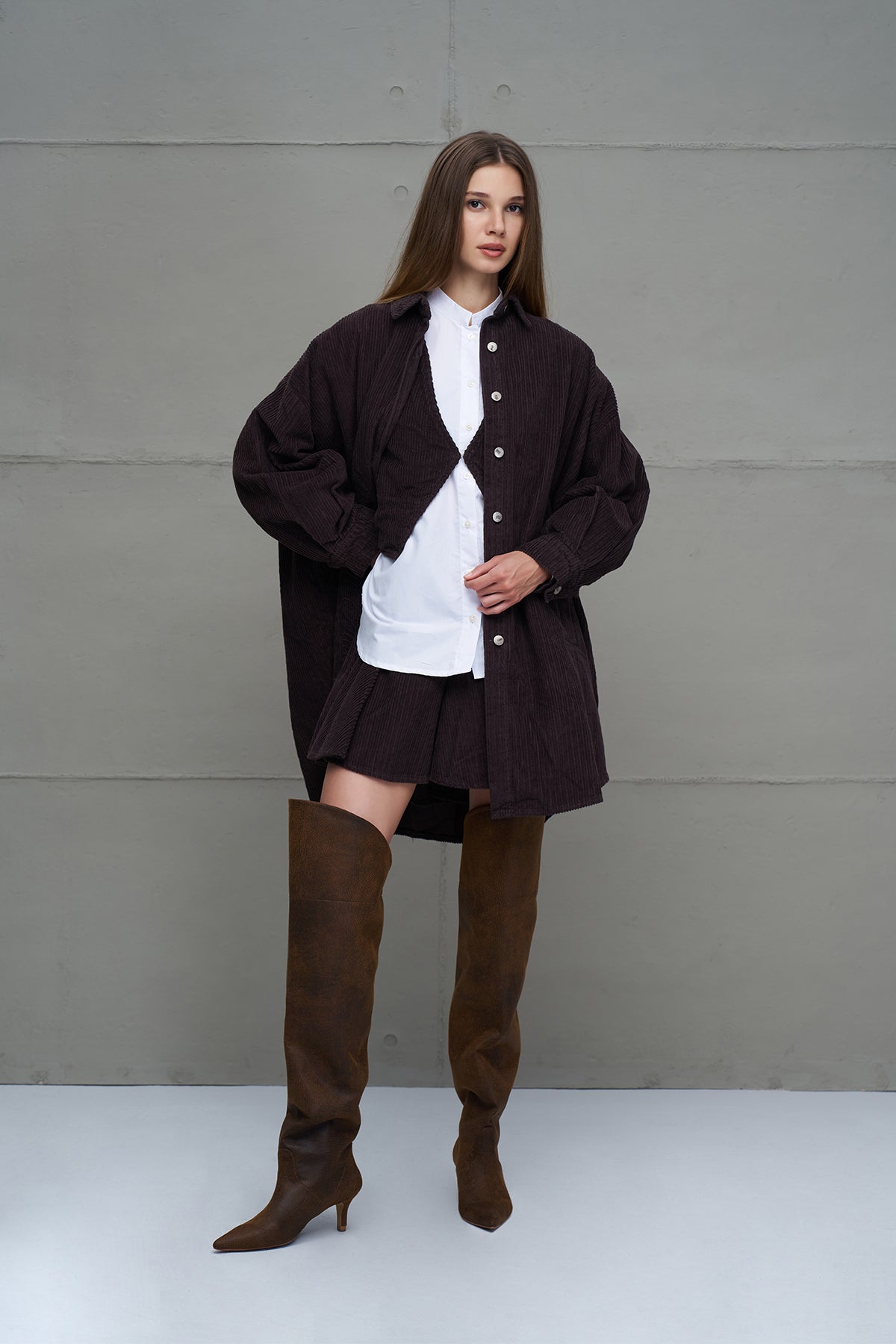 Brown Corduroy Oversize Shirt 18267