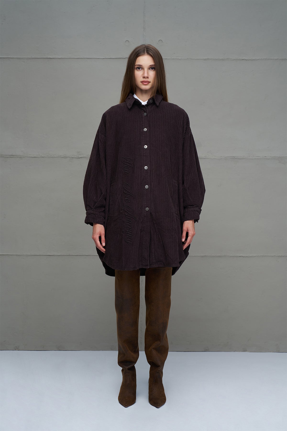 Brown Corduroy Oversize Shirt 18267
