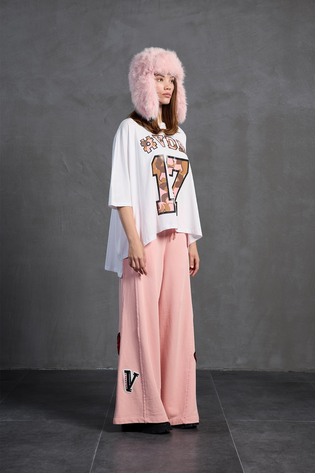 White Printed Asymmetric Oversize T-shirt 18282