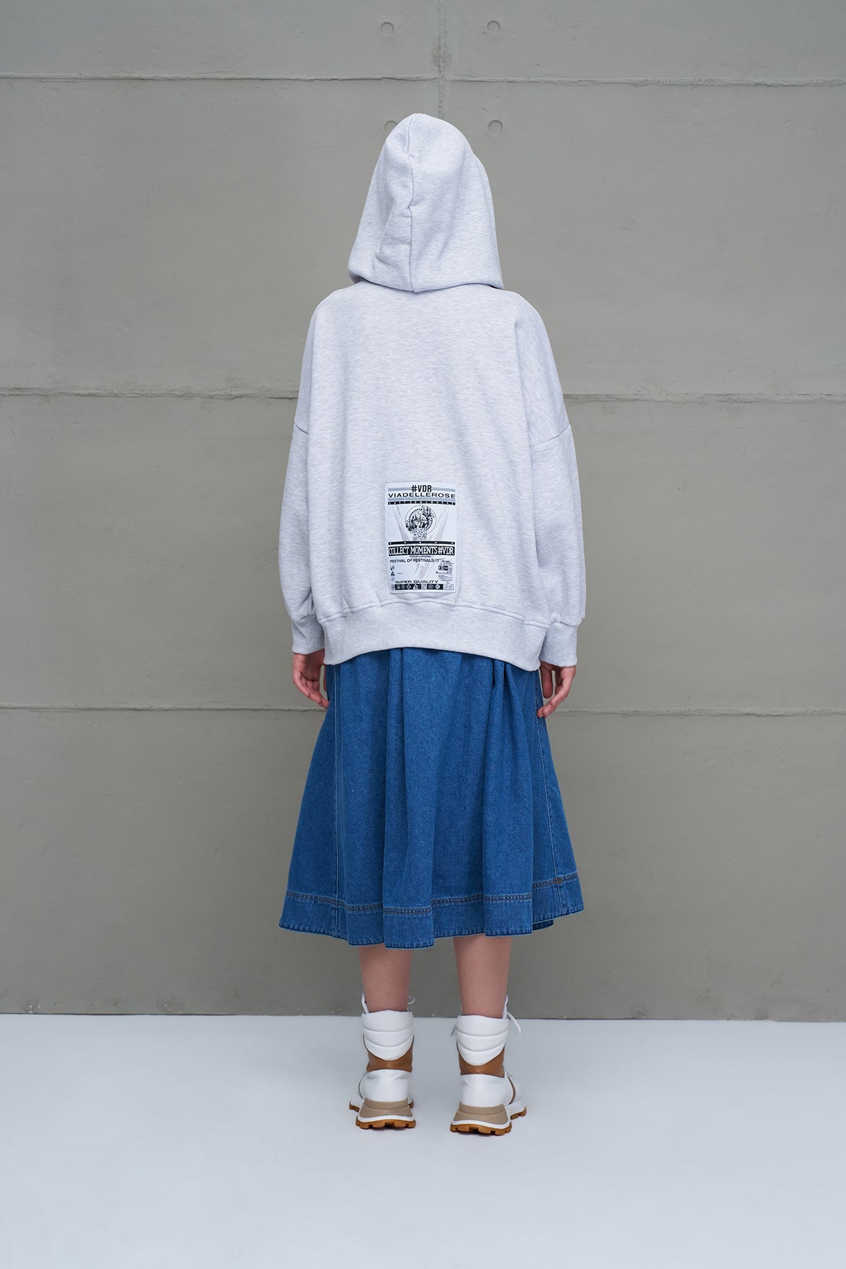 Grey Melange Zippered Hooded Oversize Sweatshirt 18285