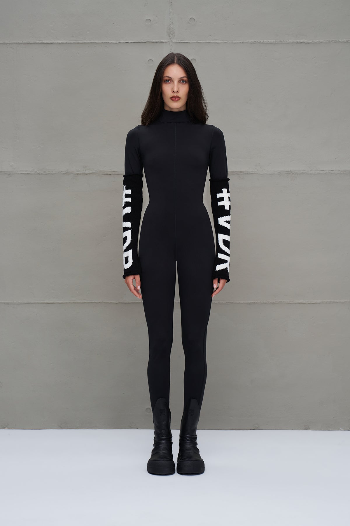 Black White Logo Detailed Leggings 18287