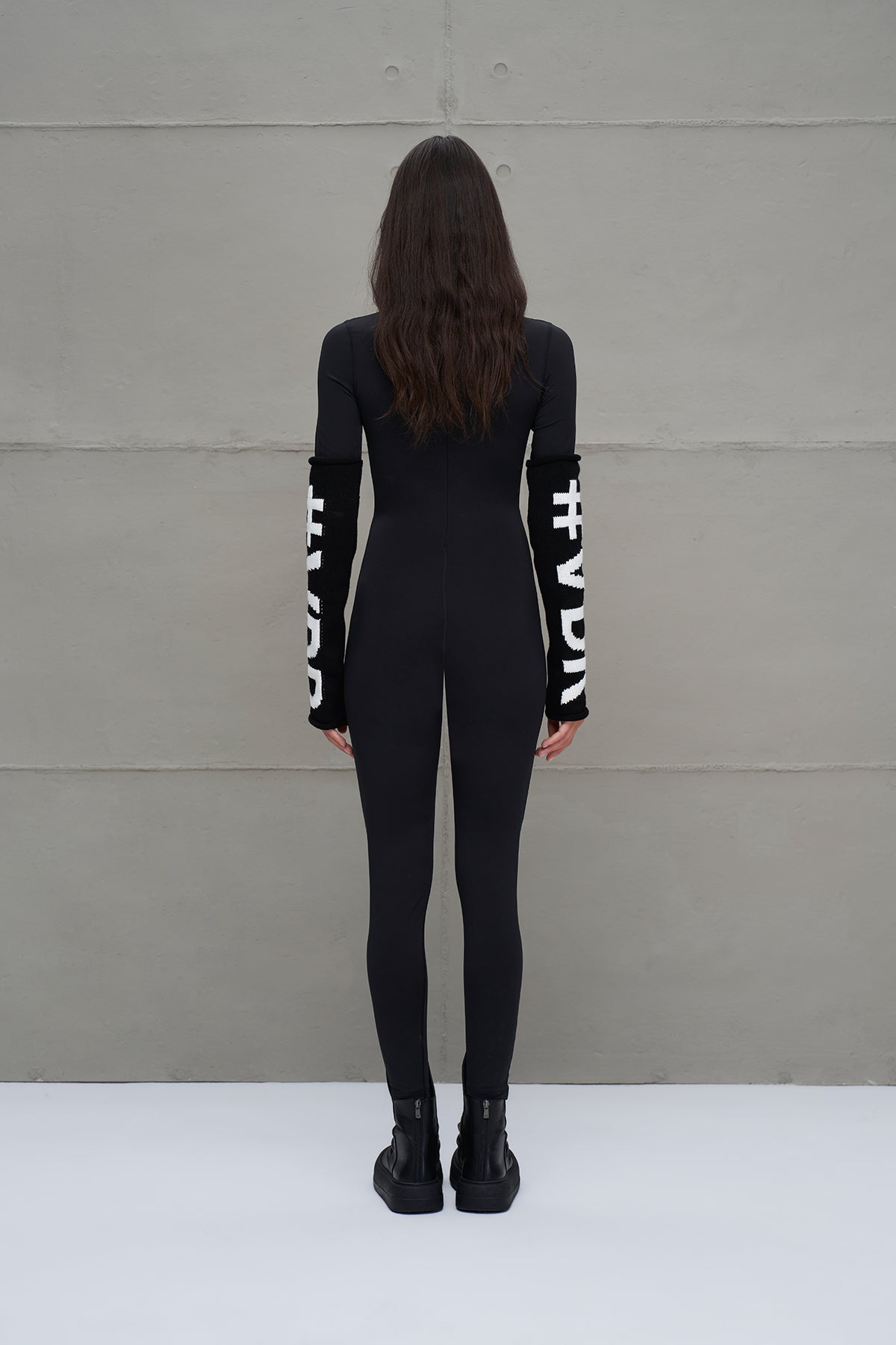 Black White Logo Detailed Leggings 18287