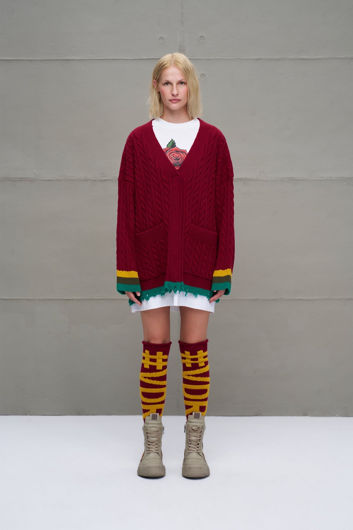 Burgundy Mustard Logo Detailed Leggings 18287