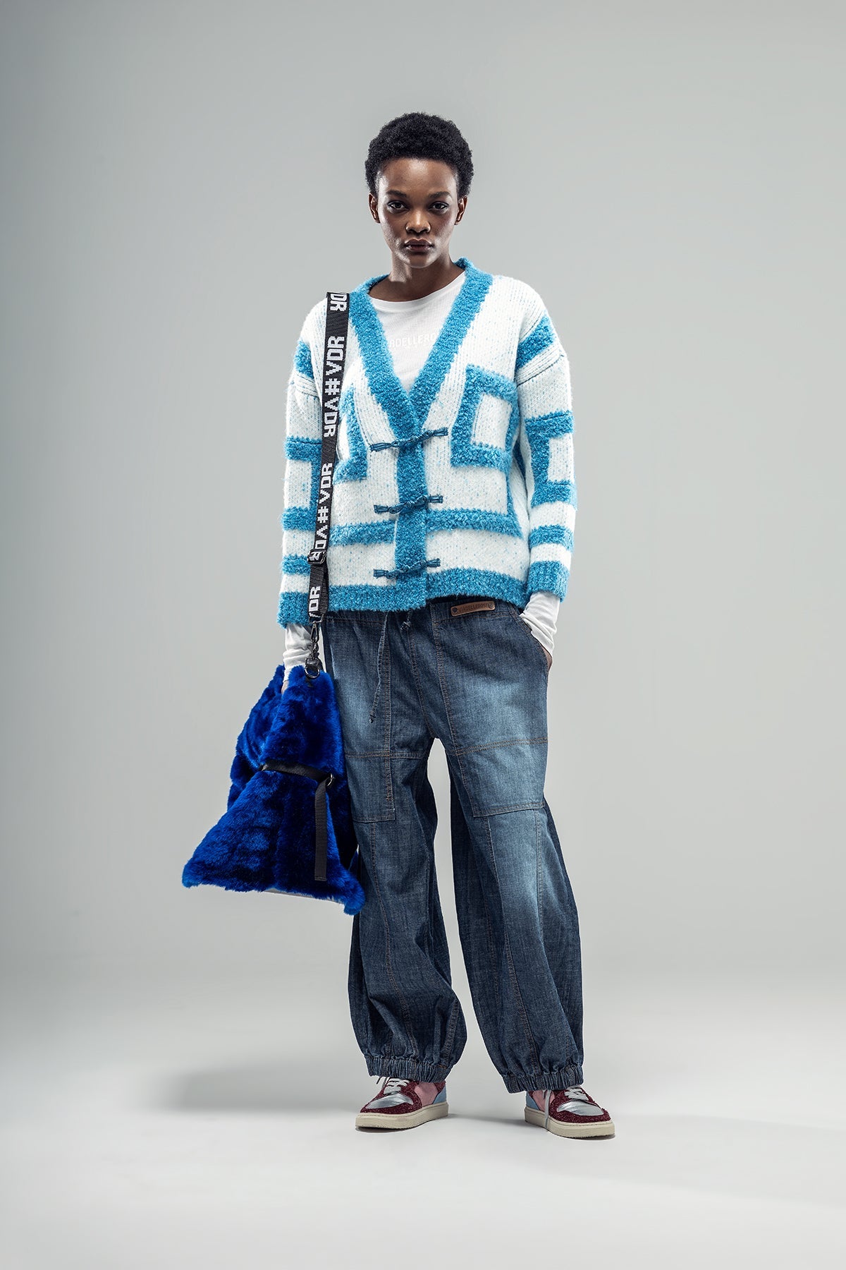 Blue White Knit Cardigan 20017