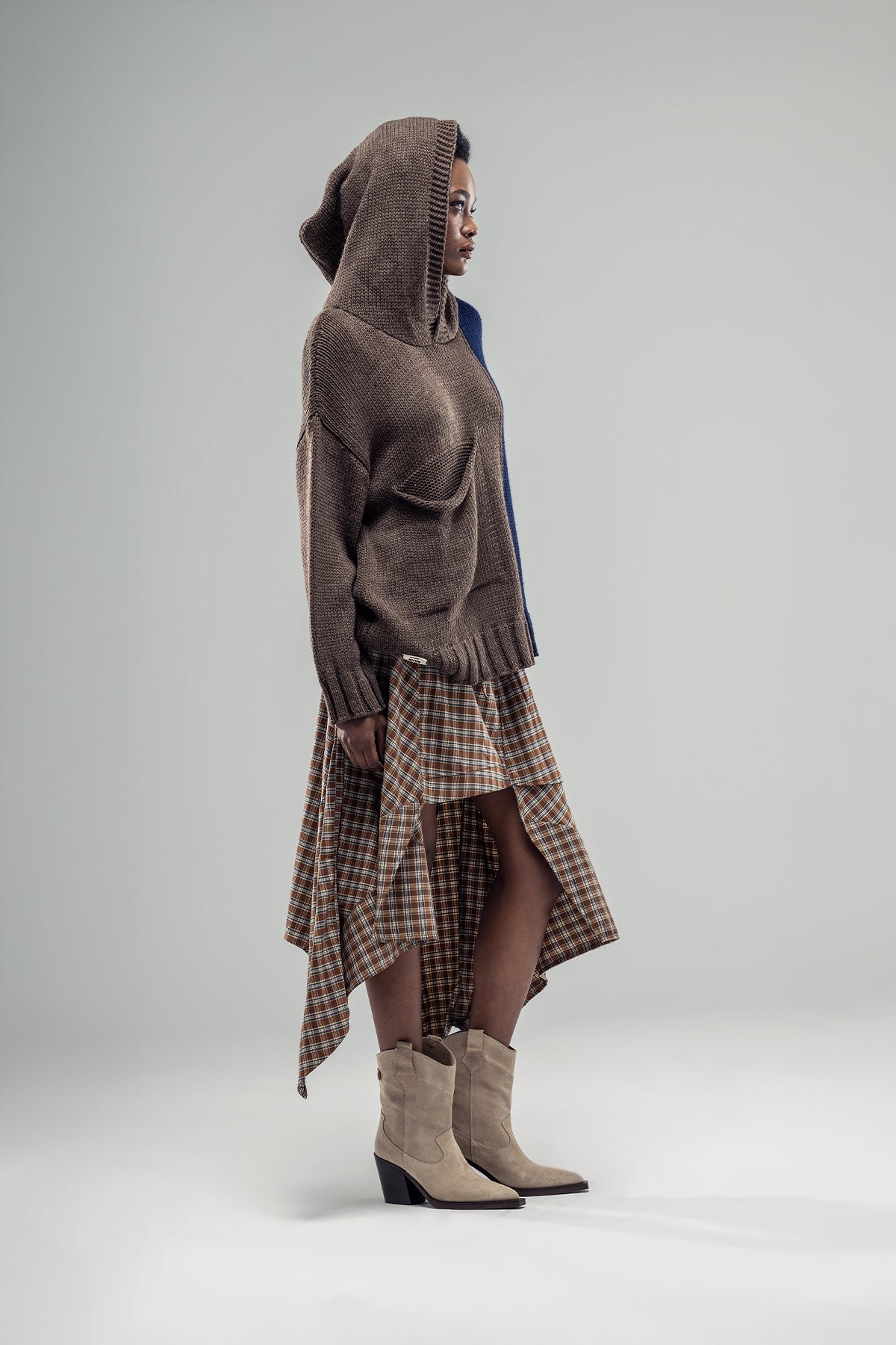 Brown Blue Knit Sweater 20022