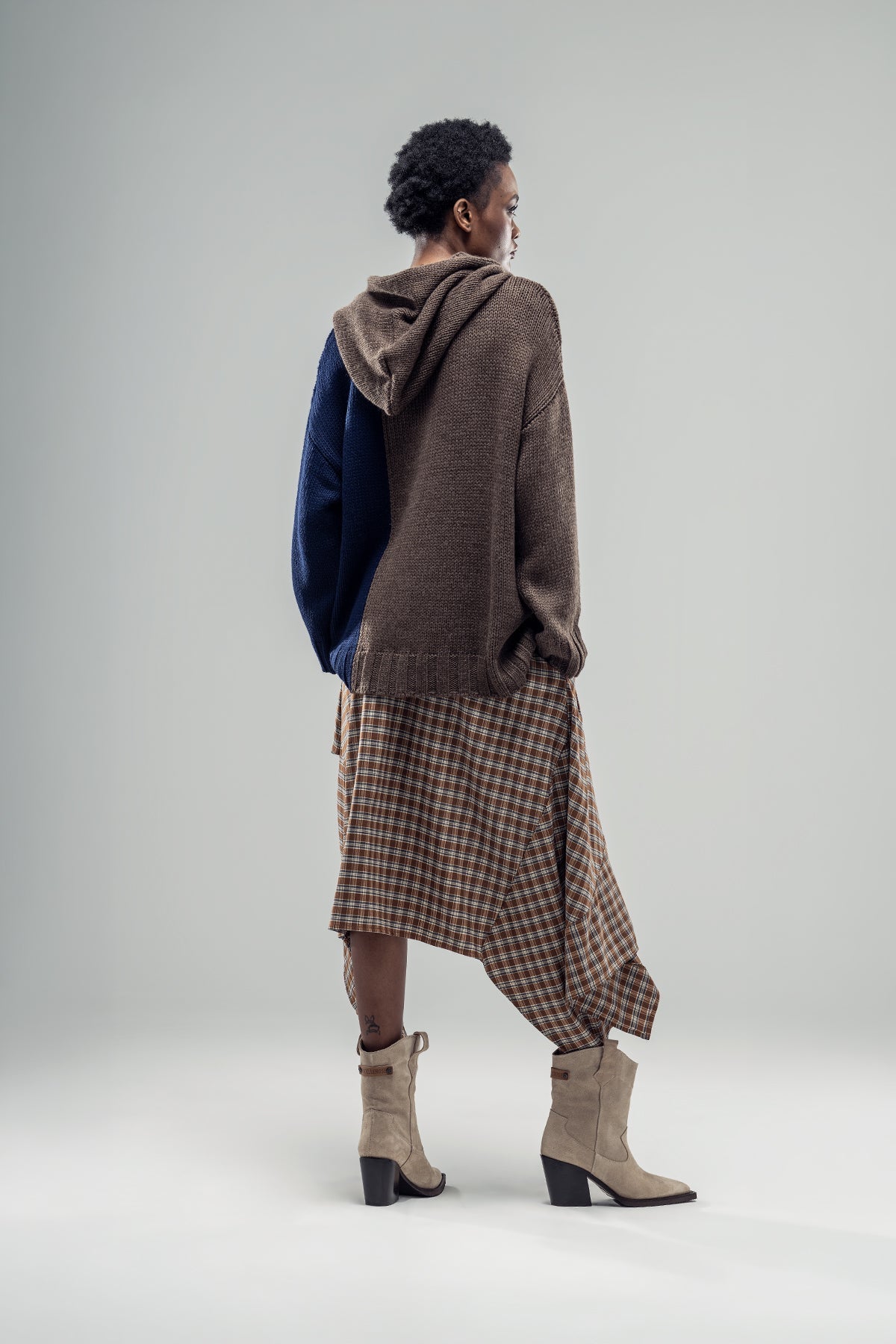 Brown Blue Knit Sweater 20022