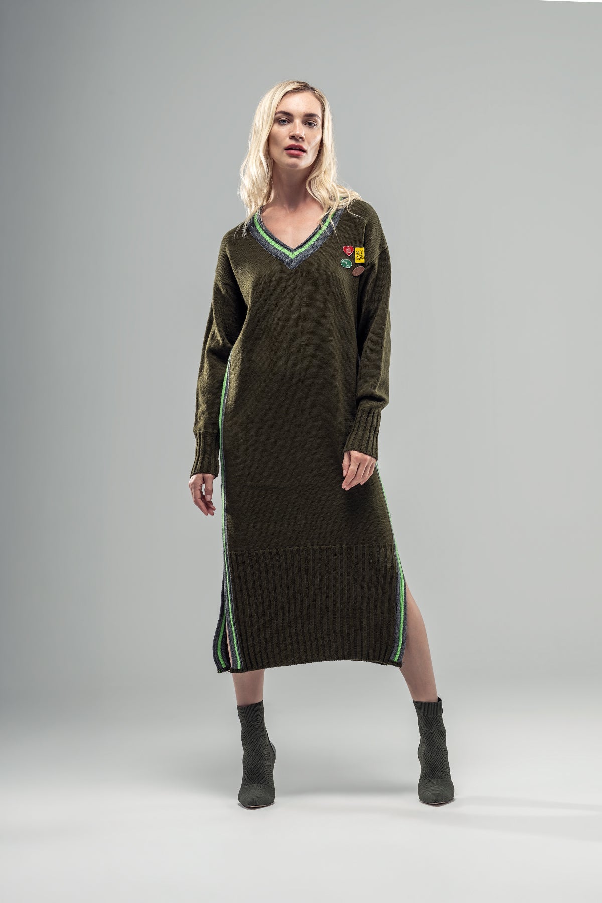 Khaki Knit Dress 20024