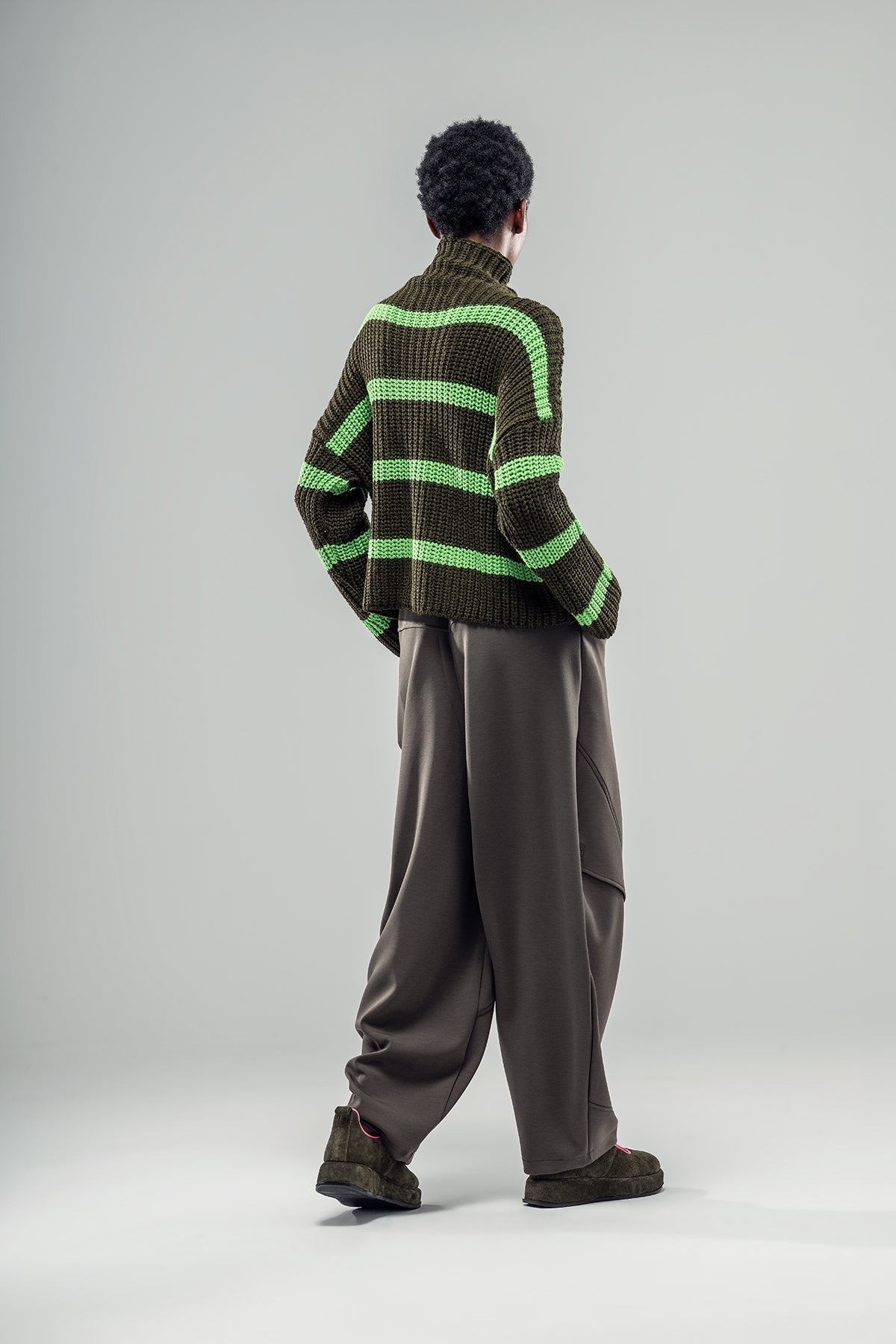 Khaki Melange Green Knit Sweater 20030