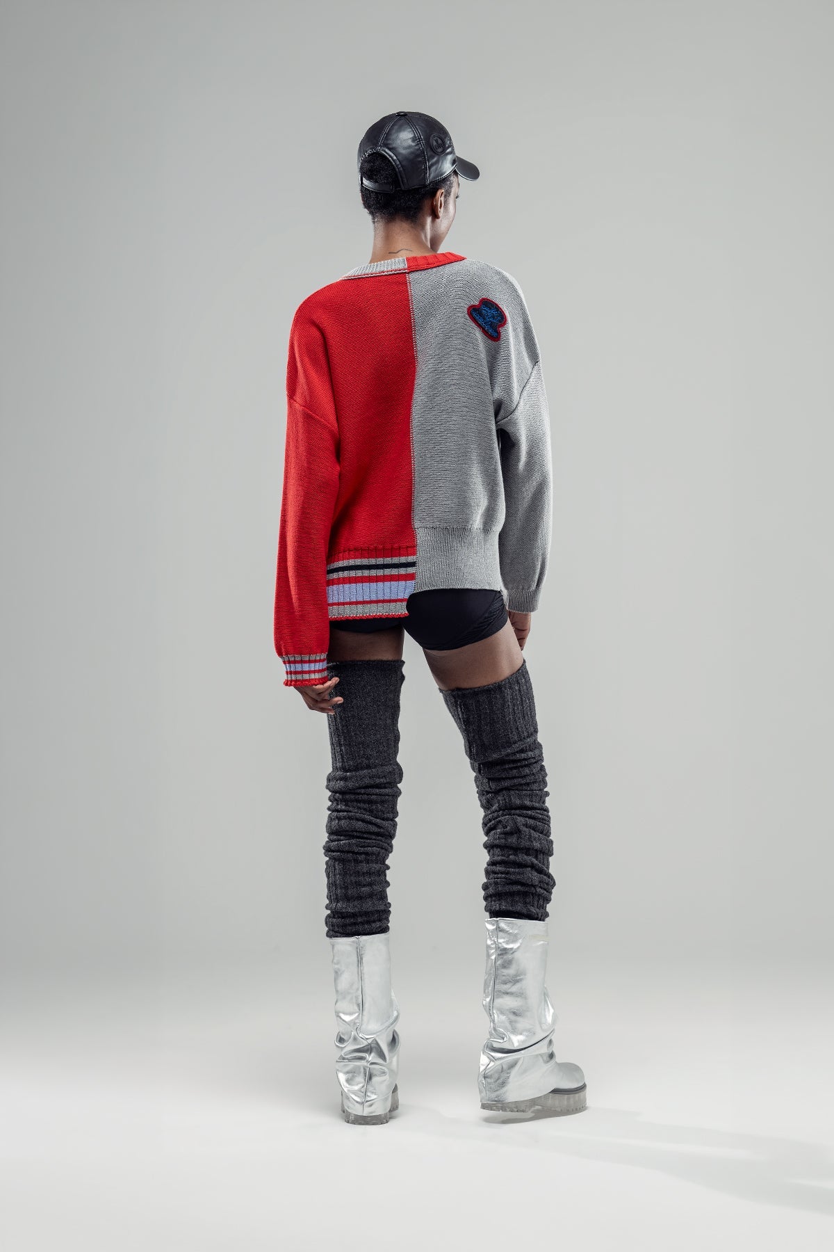 Grey Red Knit Sweater 20032